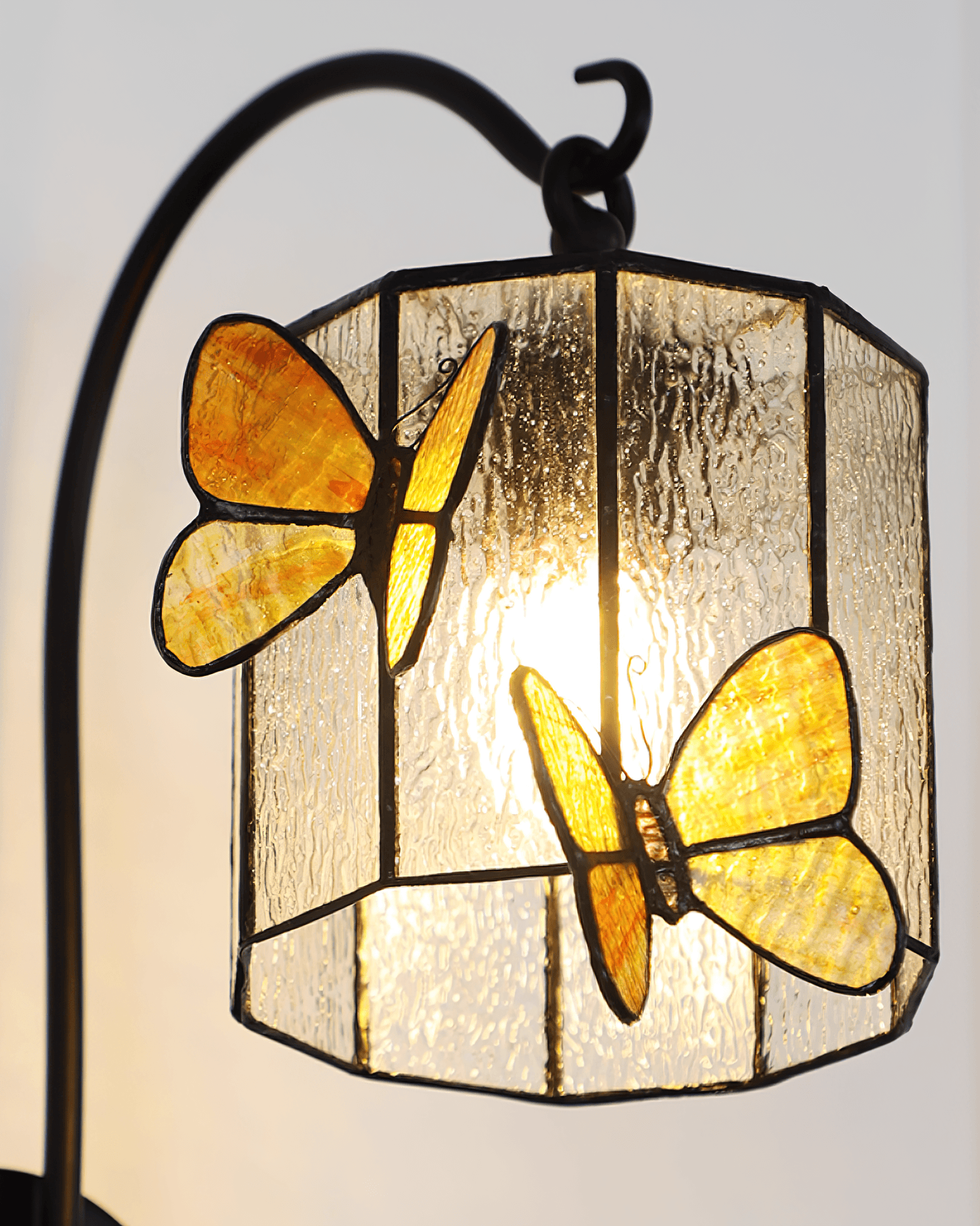 Wall Lamp Tiffany Glass Butterfly Shade Pink Yellow Art - Letslighting
