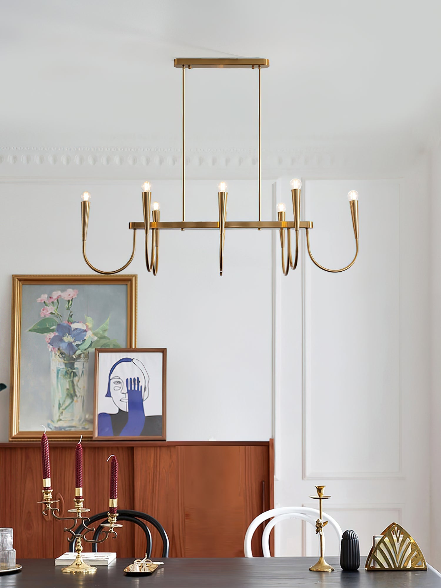 Fluide Modern Minimalist Linear Brass Chandelier - Letslighting