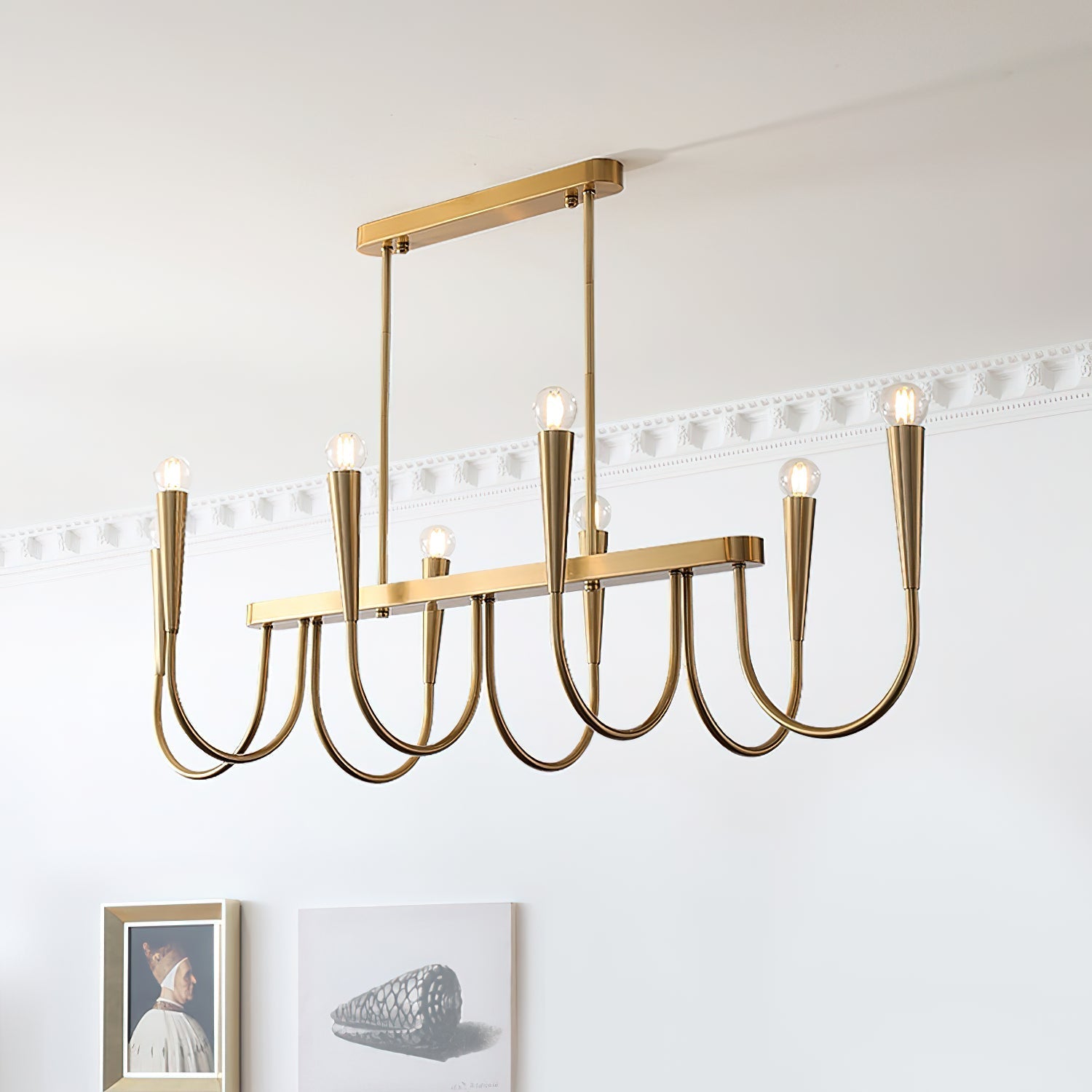 Fluide Modern Minimalist Linear Brass Chandelier - Letslighting