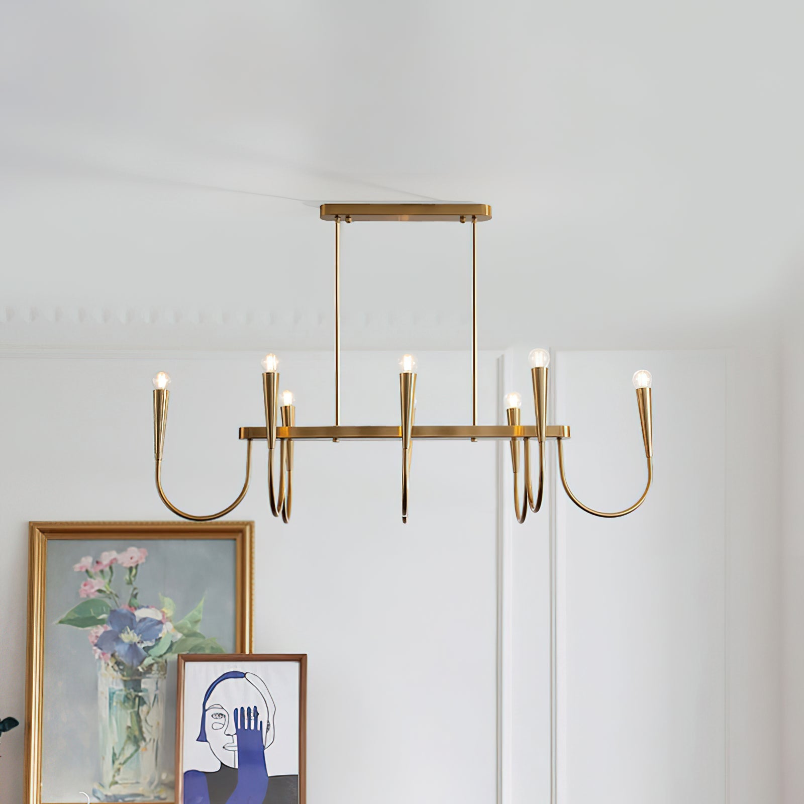 Fluide Modern Minimalist Linear Brass Chandelier - Letslighting