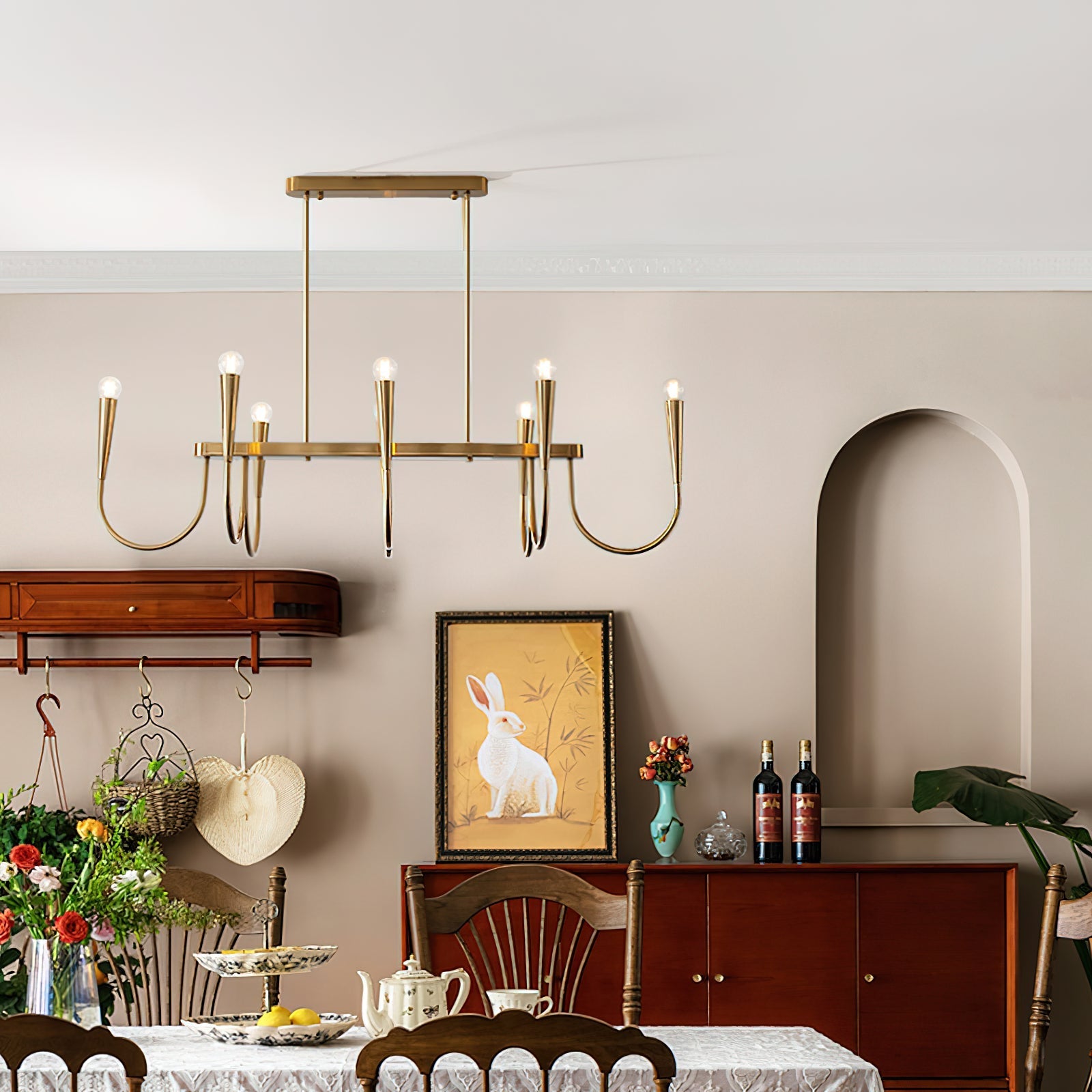 Fluide Modern Minimalist Linear Brass Chandelier - Letslighting