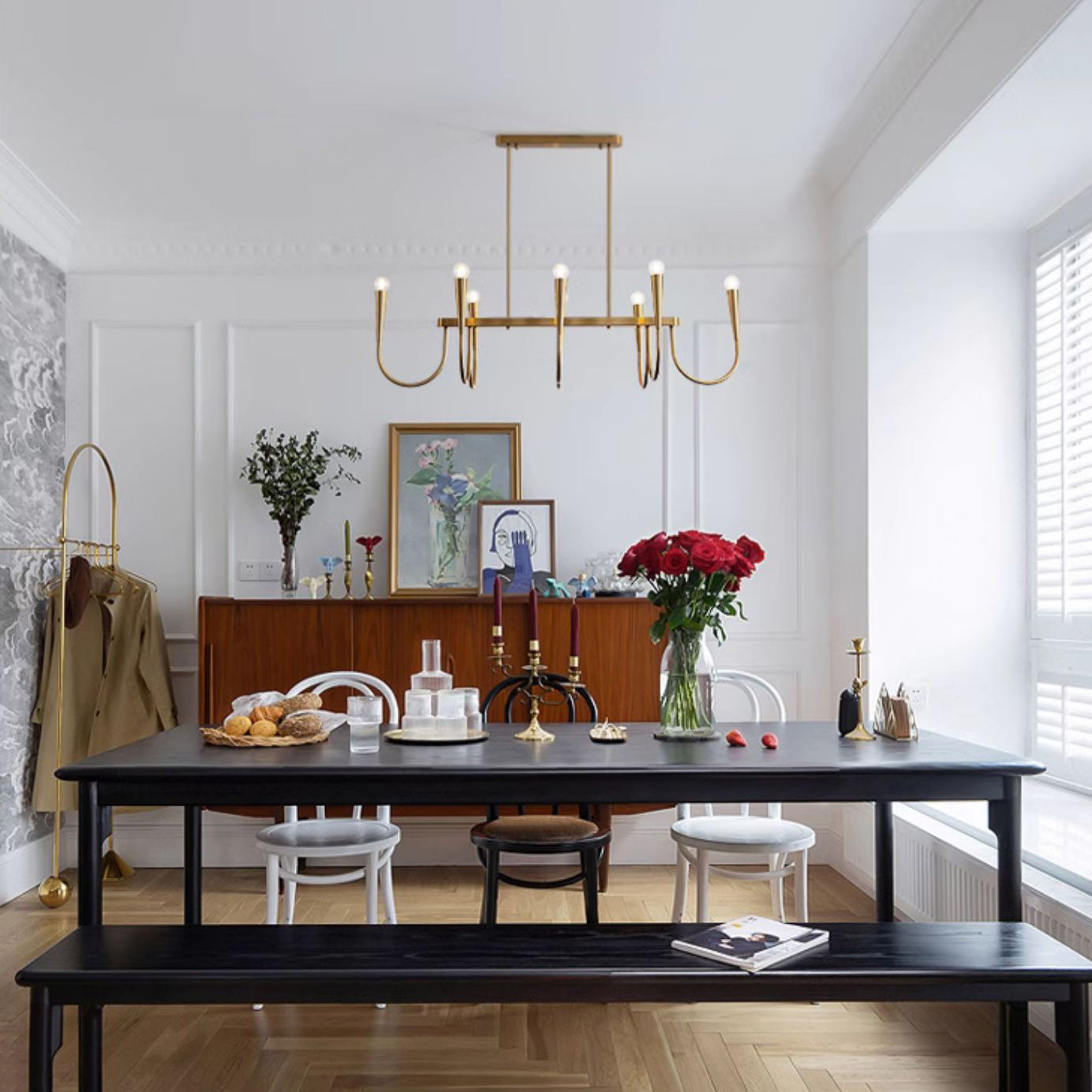 Fluide Modern Minimalist Linear Brass Chandelier - Letslighting