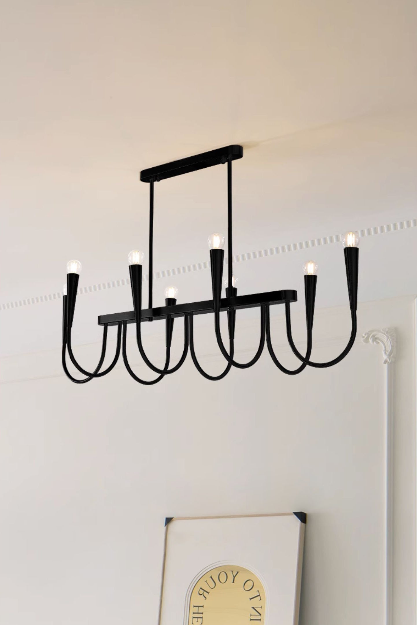 Fluide Modern Minimalist Linear Brass Chandelier - Letslighting