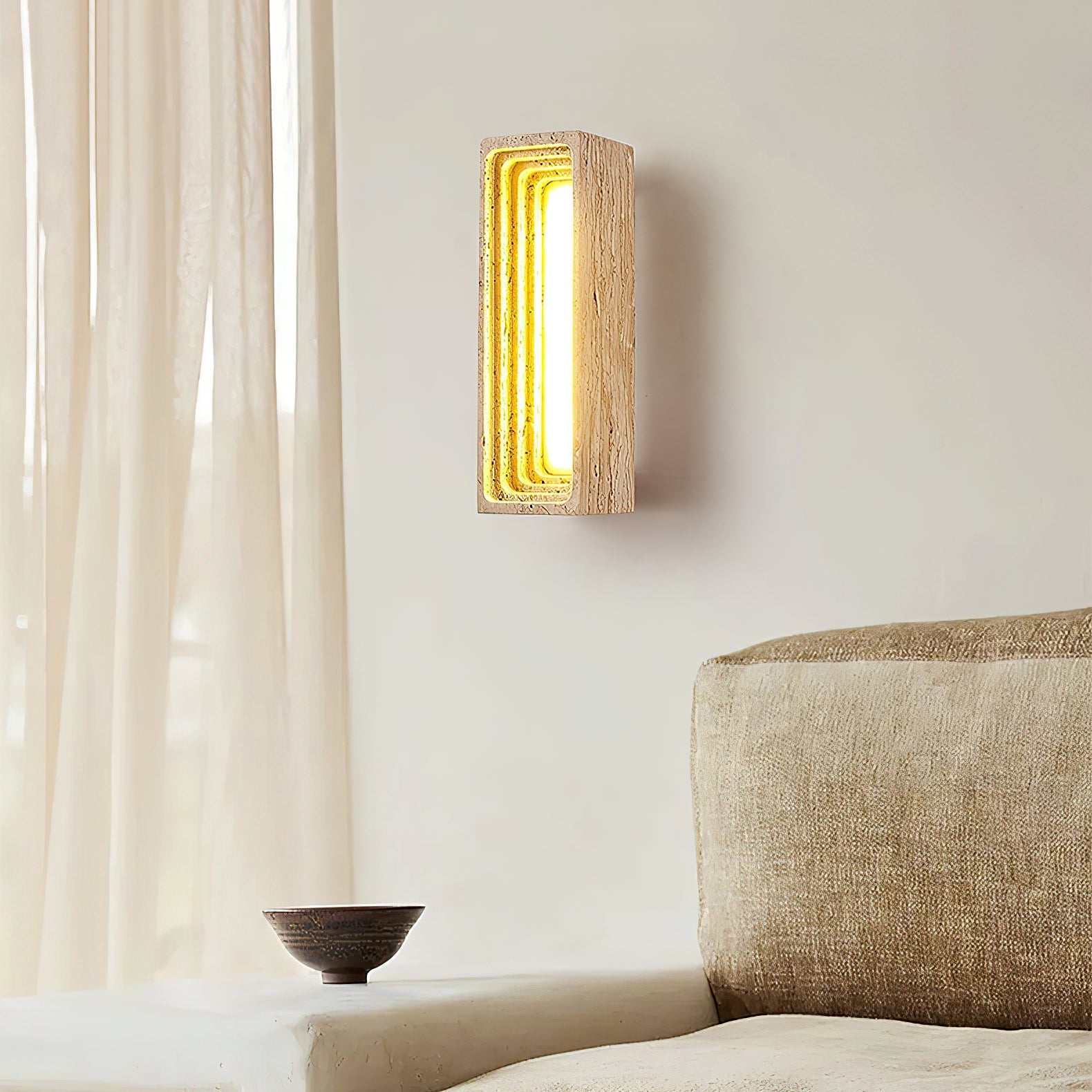 Siliq Modern Minimalist Beige Travertine Wall Lamp - Letslighting