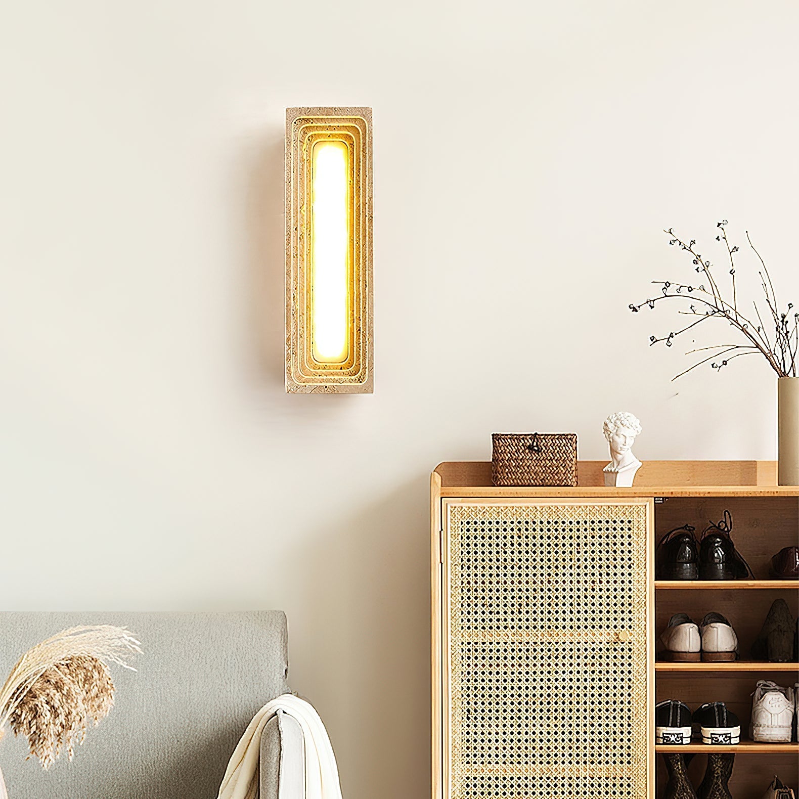 Siliq Modern Minimalist Beige Travertine Wall Lamp - Letslighting