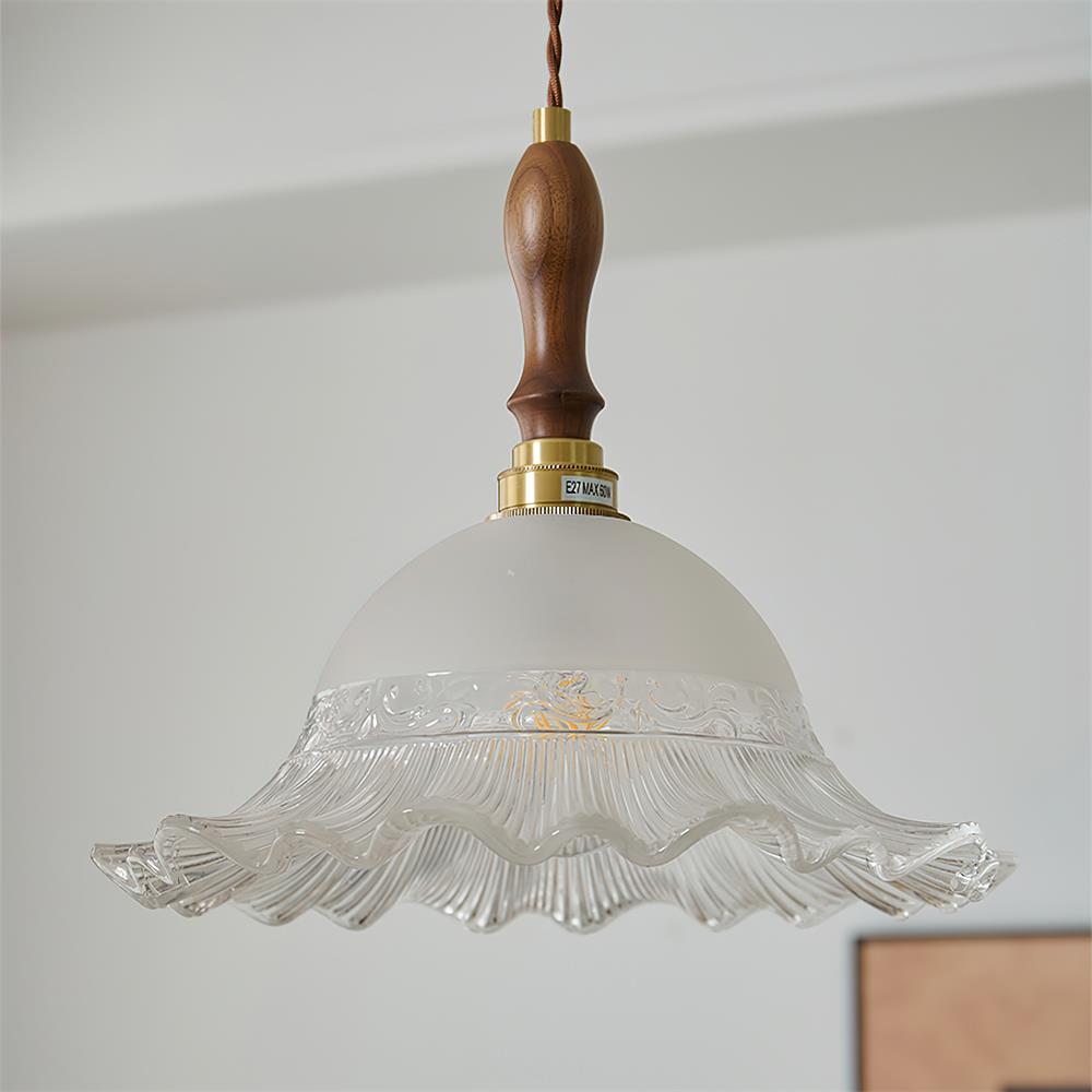 Brielle Pendant Lamp Scalloped Embossed Glass - Letslighting