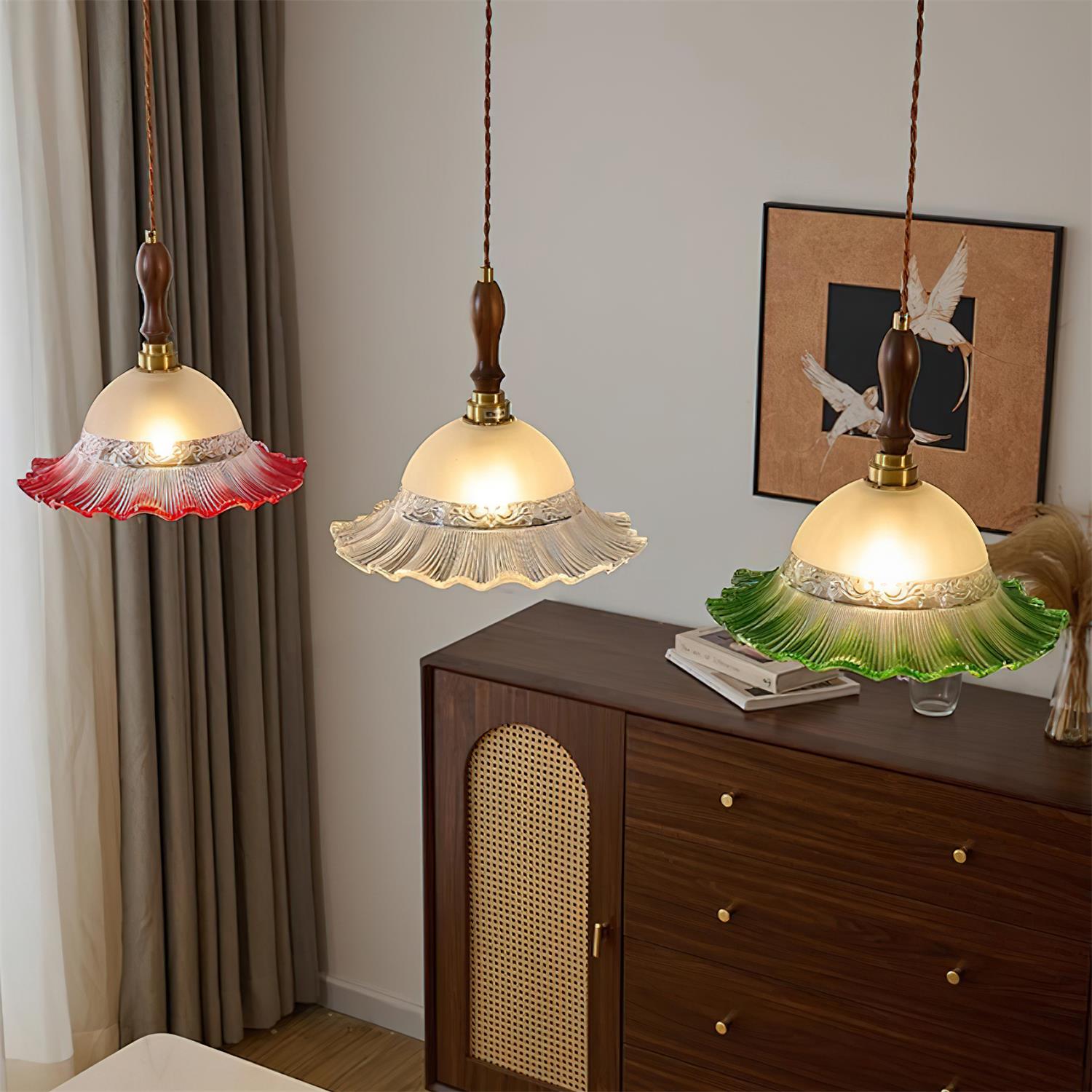 Brielle Pendant Lamp Scalloped Embossed Glass - Letslighting