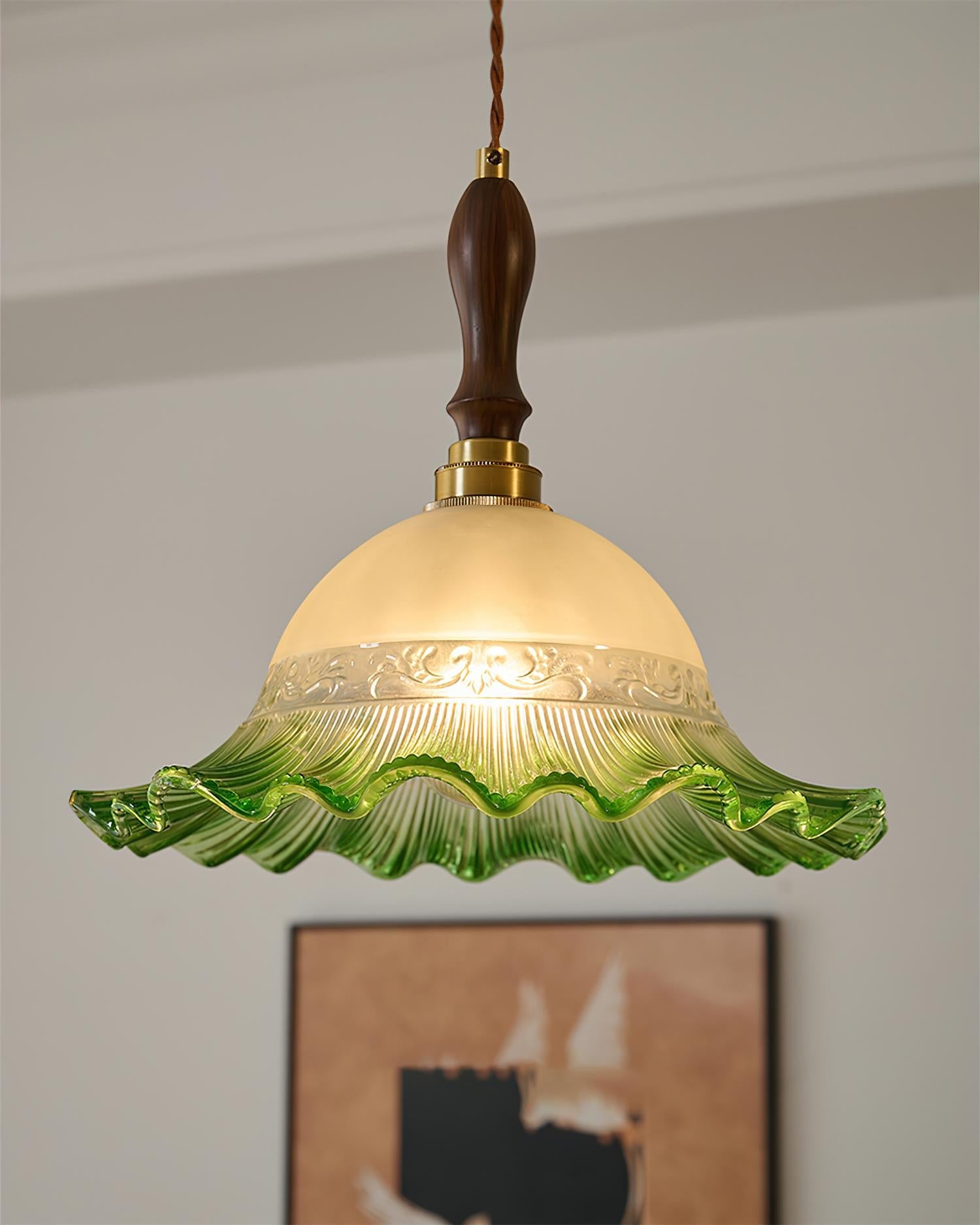 Brielle Pendant Lamp Scalloped Embossed Glass - Letslighting