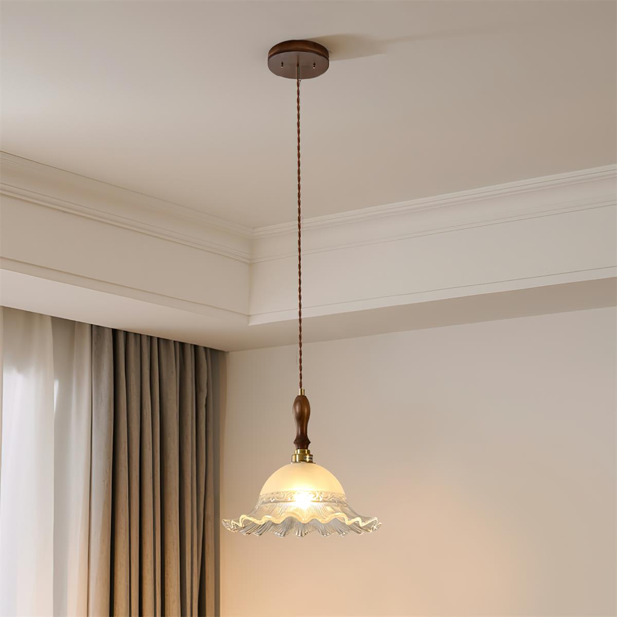 Brielle Pendant Lamp Scalloped Embossed Glass - Letslighting
