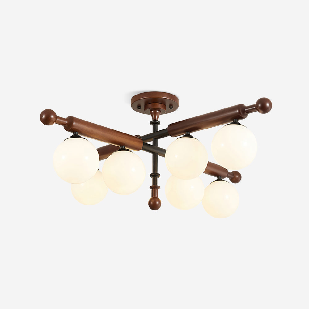 Briette Ceiling Light Wood Arms Sculptural Globe - Letslighting