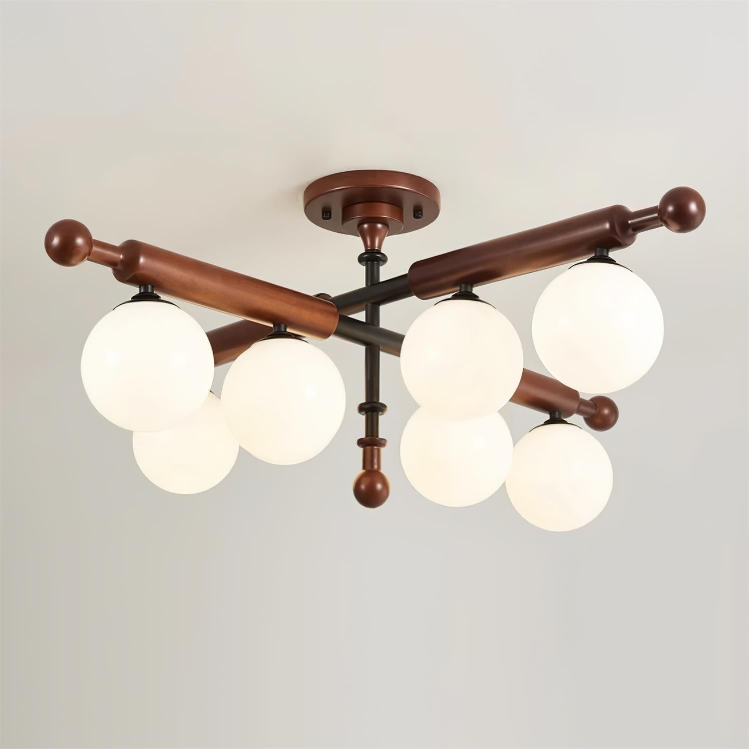 Briette Ceiling Light Wood Arms Sculptural Globe - Letslighting