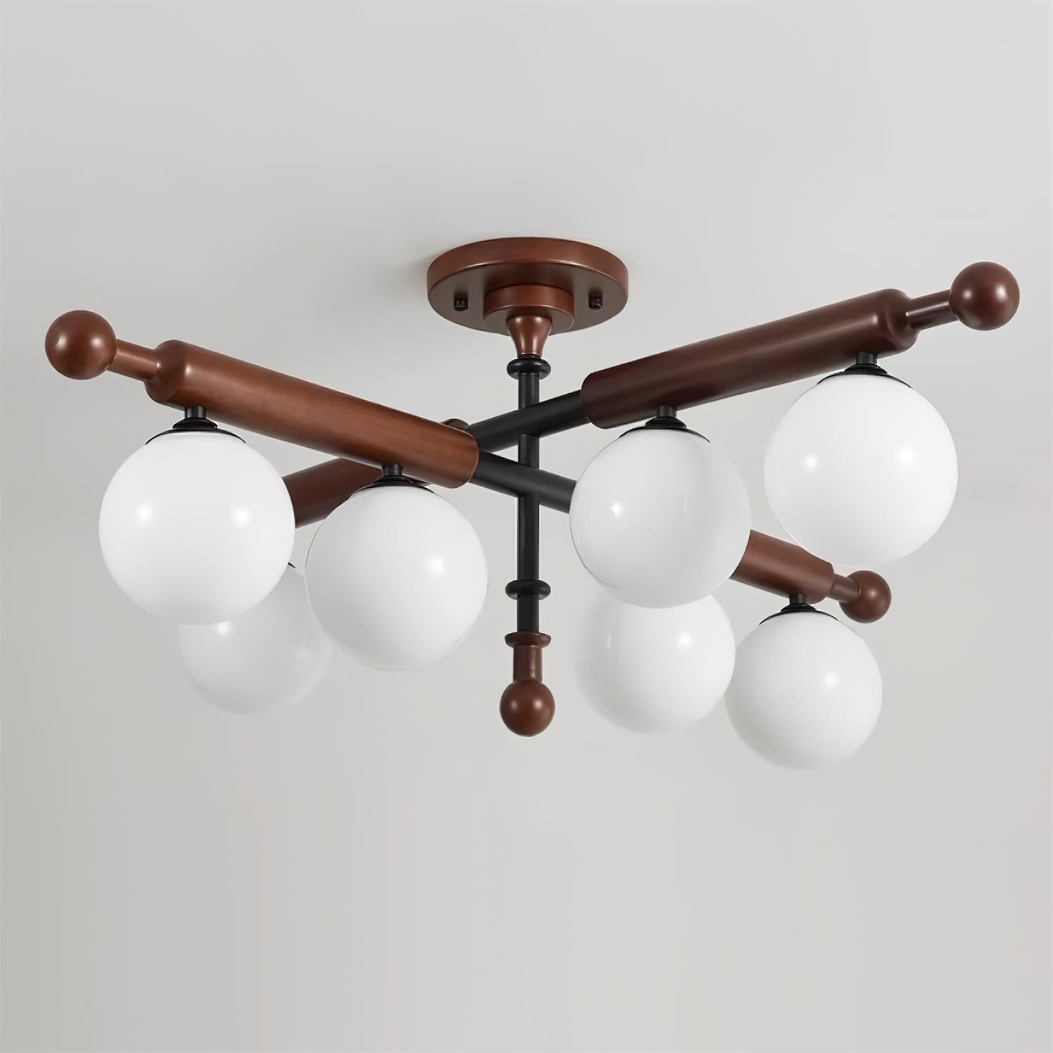 Briette Ceiling Light Wood Glass Globe Mid Century - Letslighting