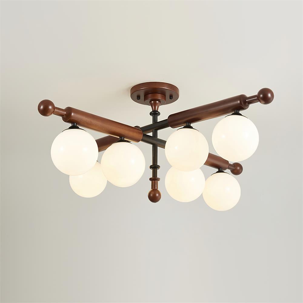 Briette Ceiling Light Wood Arms Sculptural Globe - Letslighting