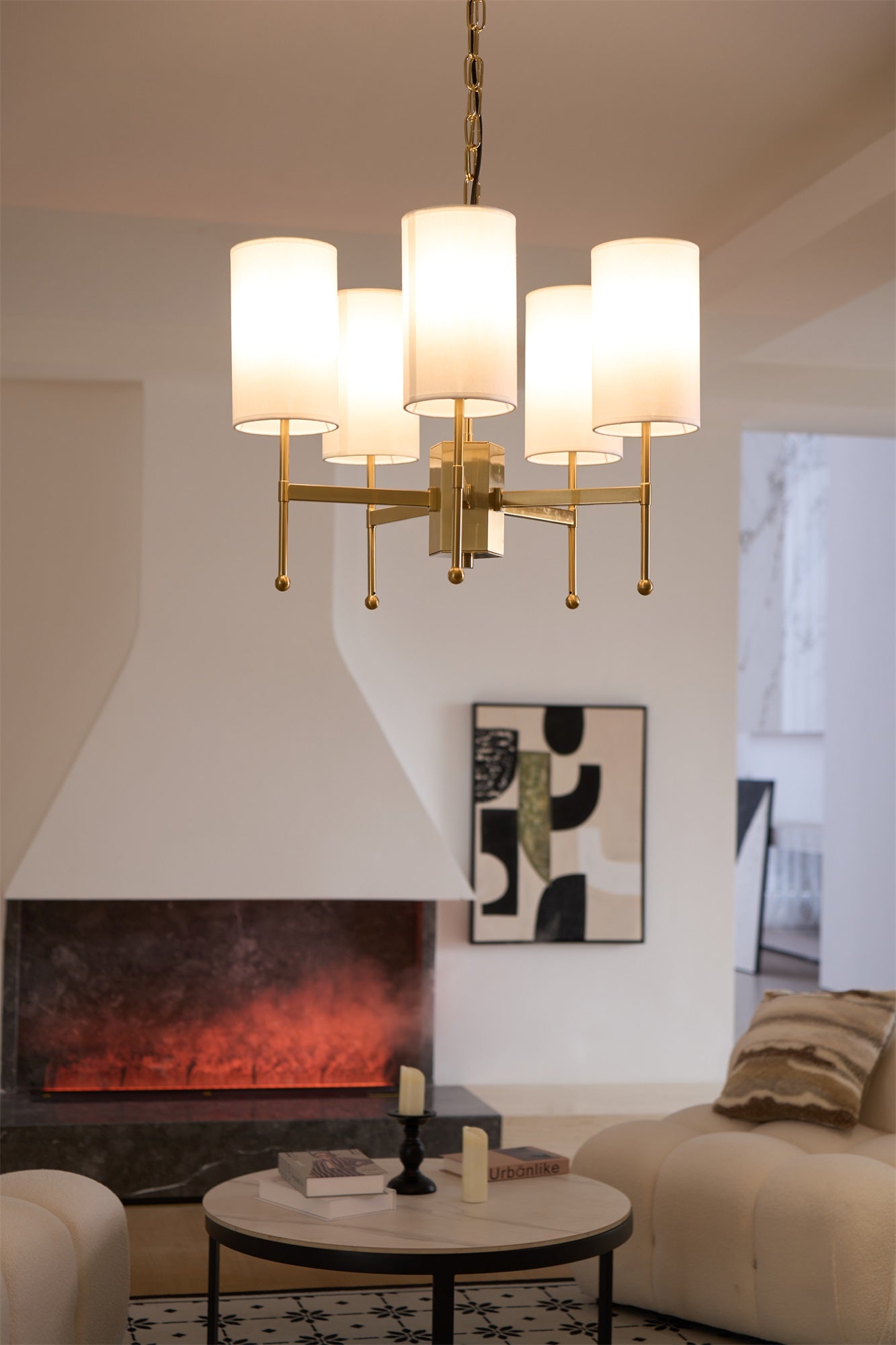 Ulcarisra Traditional Vintage Brass Fabric Chandelier - Letslighting