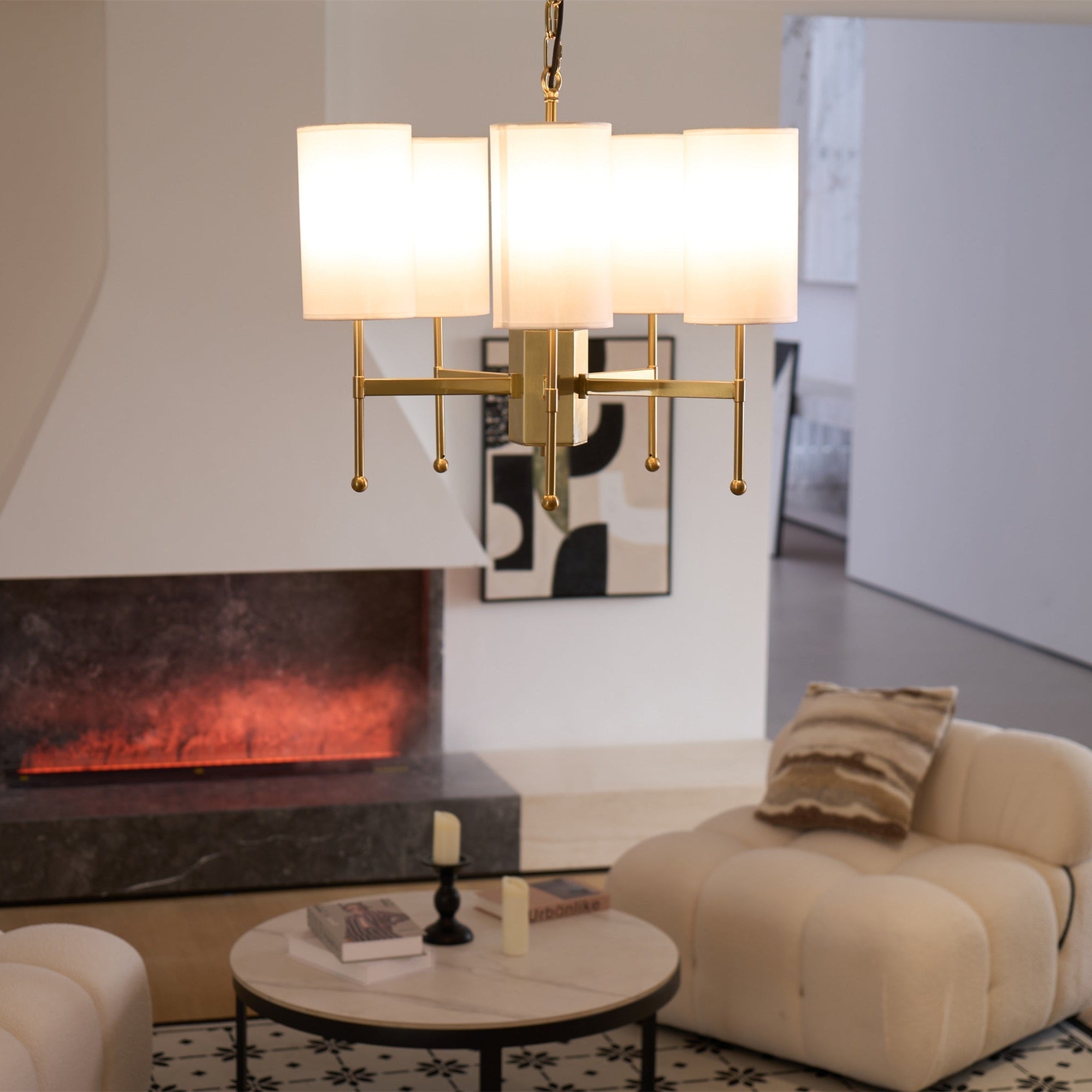 Ulcarisra Traditional Vintage Brass Fabric Chandelier - Letslighting