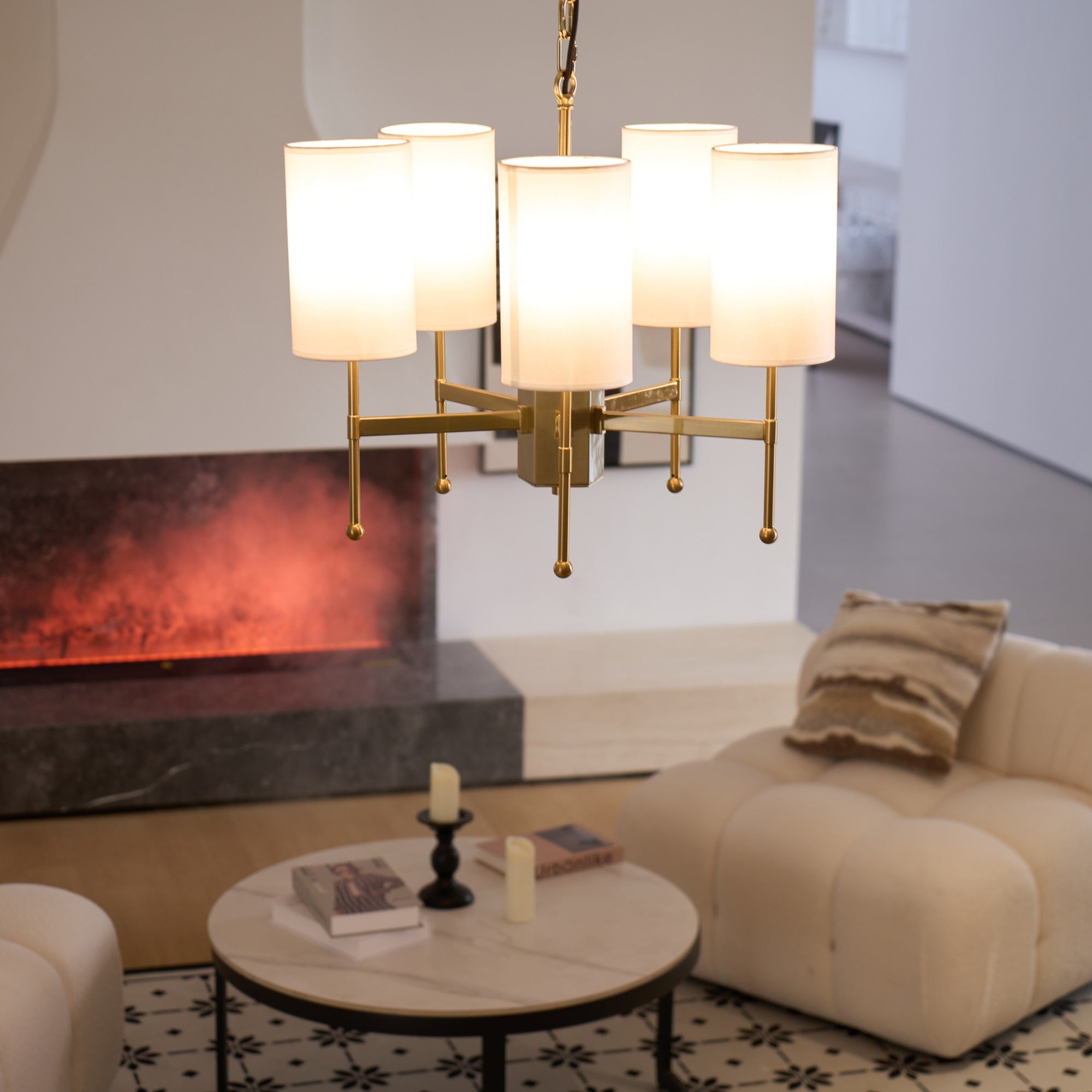 Ulcarisra Traditional Vintage Brass Fabric Chandelier - Letslighting