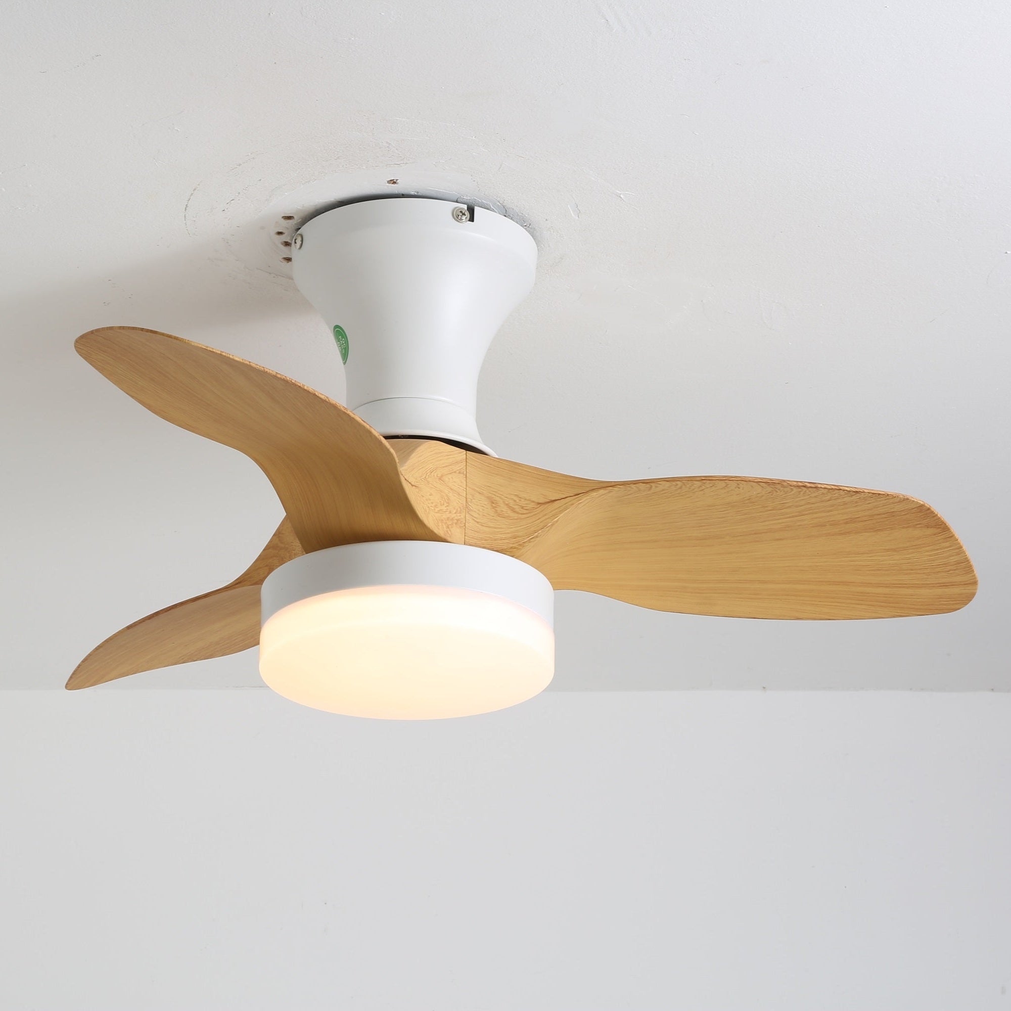 Nora Minimalist White Wood Ceiling Fan Light - Letslighting
