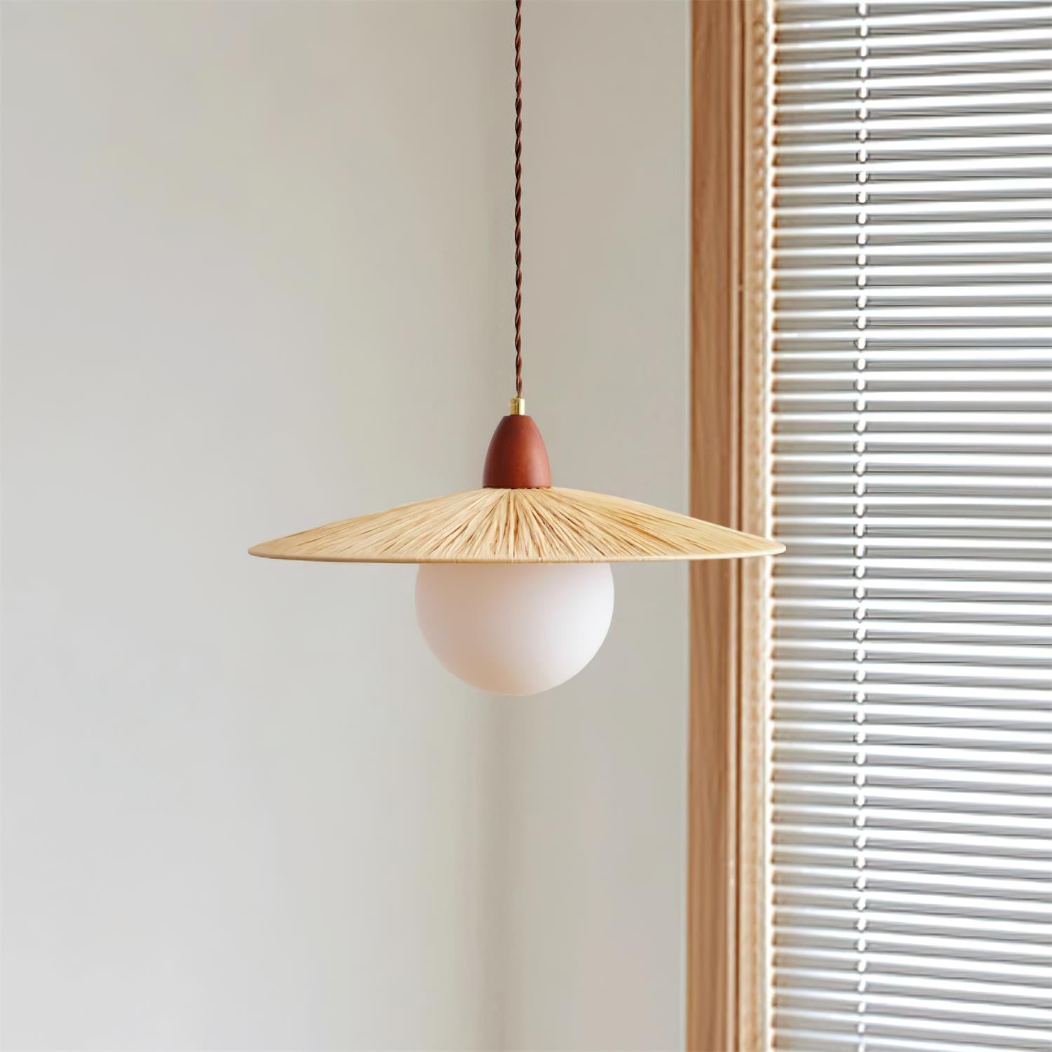 Briuna Pendant Lamp Raffia Organic Minimalist - Letslighting