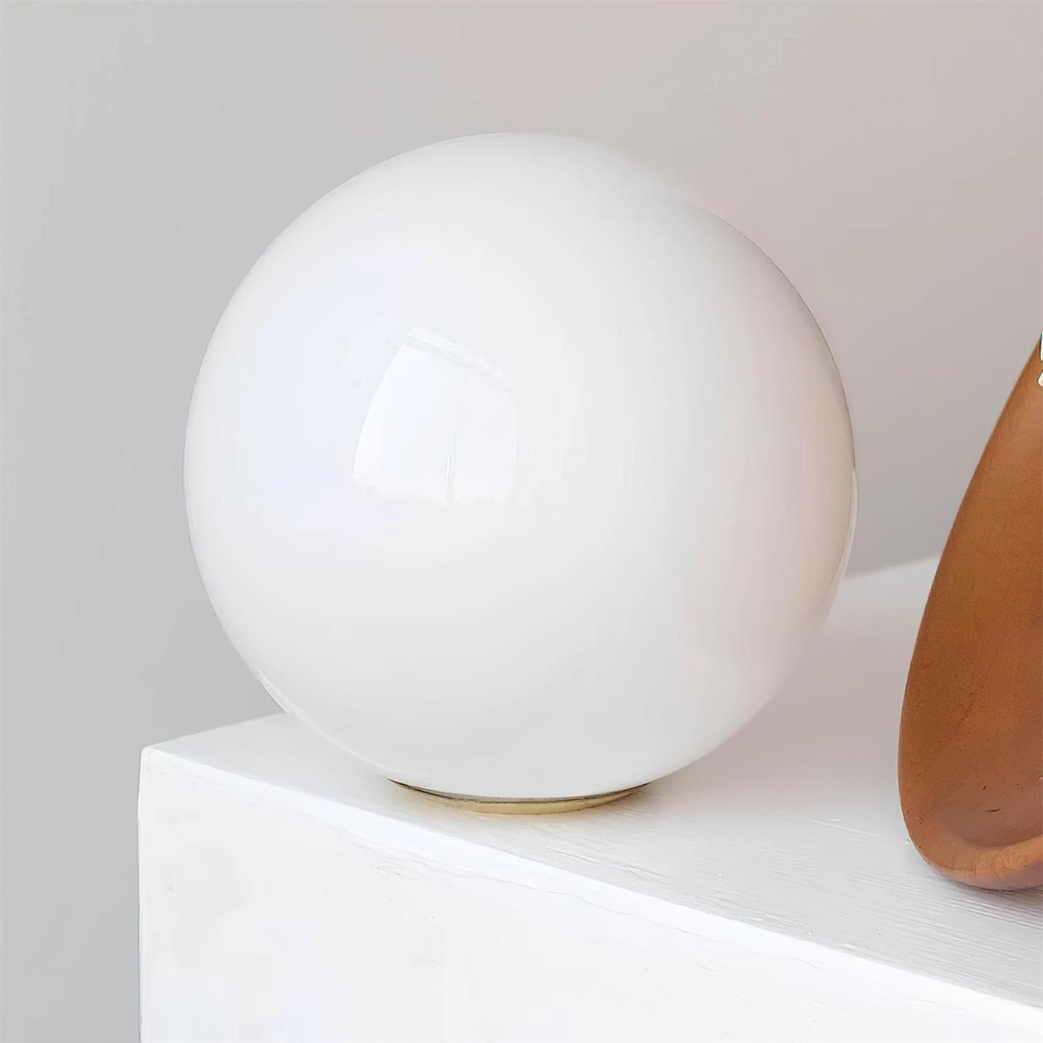 Ceiling Light Globe Opal Glass Modern Brass Walnut Accent Flush Mount - Letslighting
