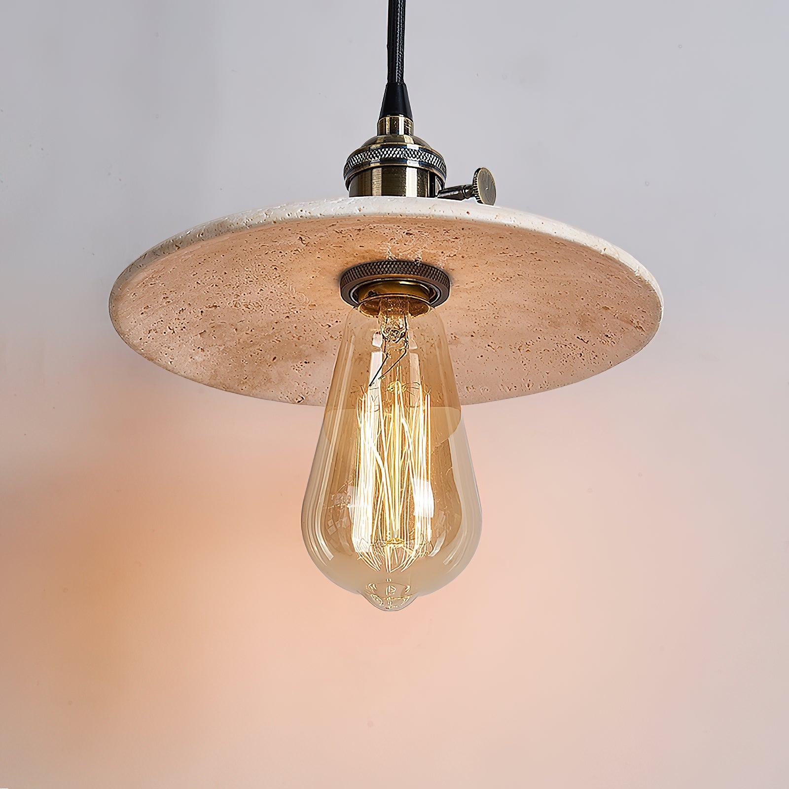Metis Modern Minimalist Flat Beige Travertine Pendant Lamp - Letslighting