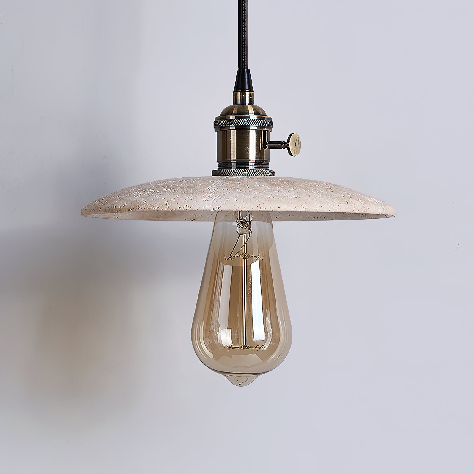 Metis Modern Minimalist Flat Beige Travertine Pendant Lamp - Letslighting