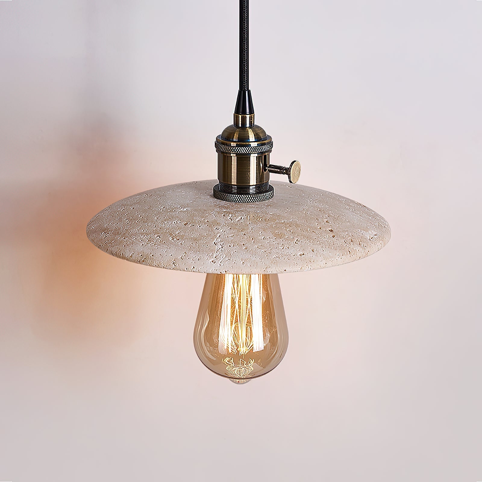 Metis Modern Minimalist Flat Beige Travertine Pendant Lamp - Letslighting