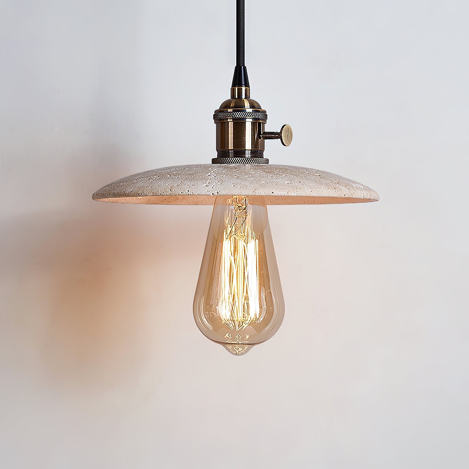 Metis Modern Minimalist Flat Beige Travertine Pendant Lamp - Letslighting