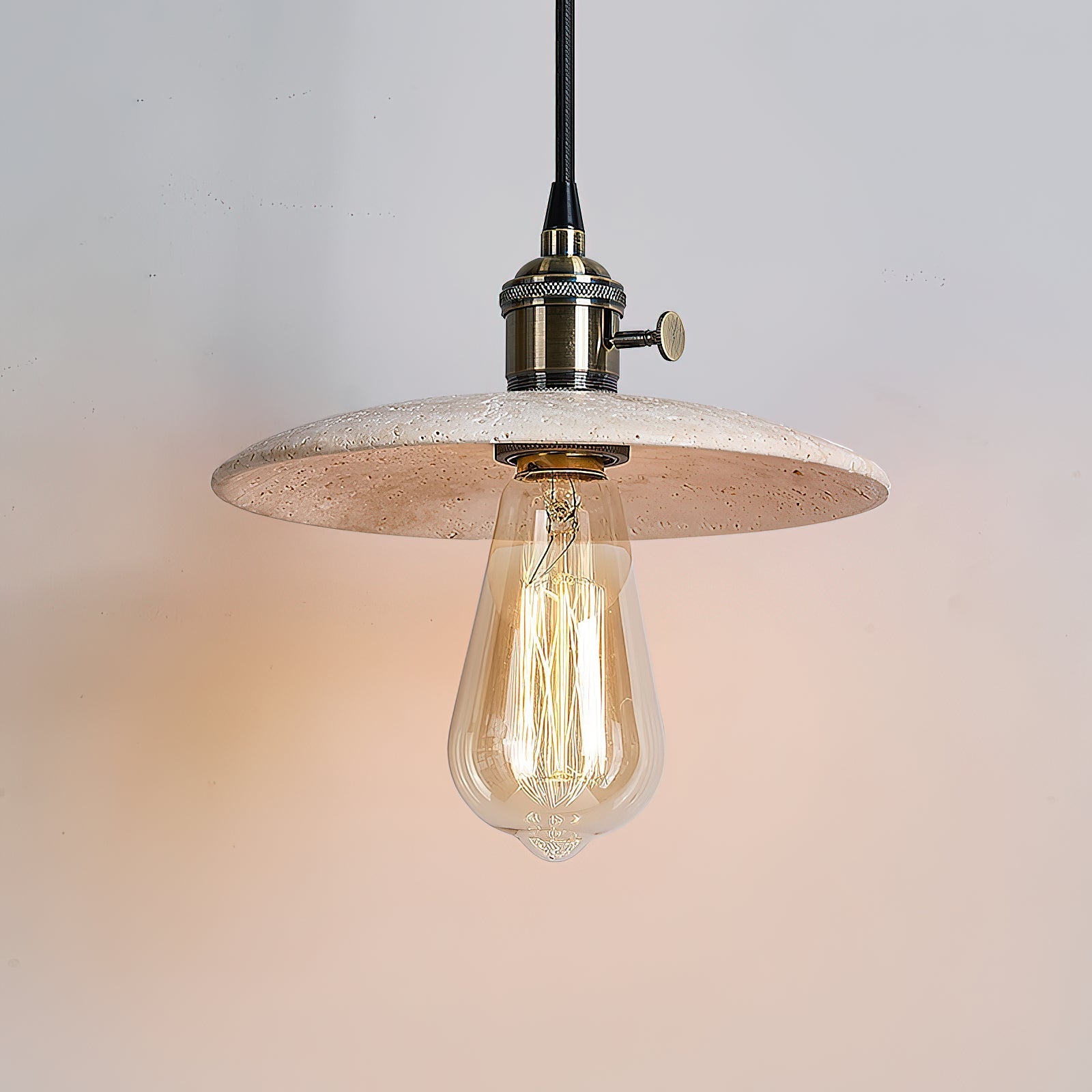 Metis Modern Minimalist Flat Beige Travertine Pendant Lamp - Letslighting