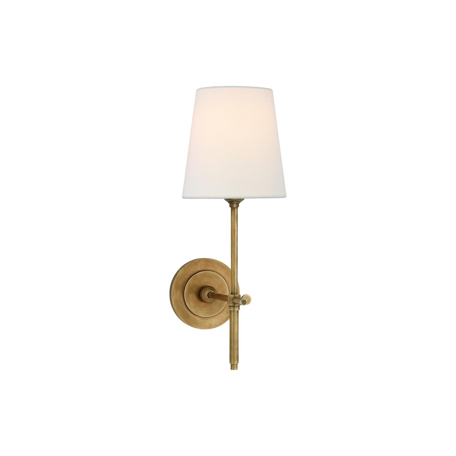 Silva Brass White Tapered Shade Wall Lamp