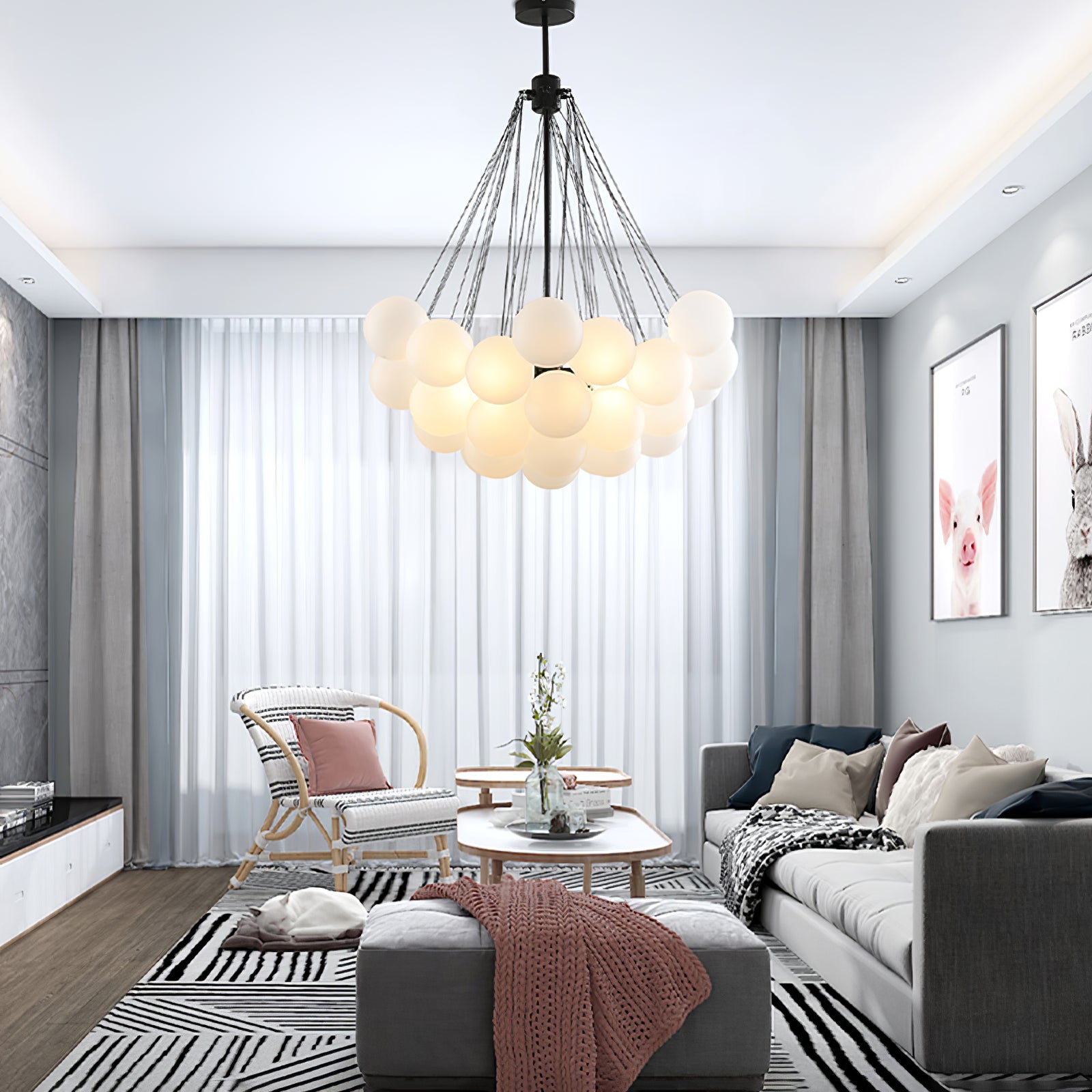 Lustra Chandelier Bubble Frosted Glass - Letslighting
