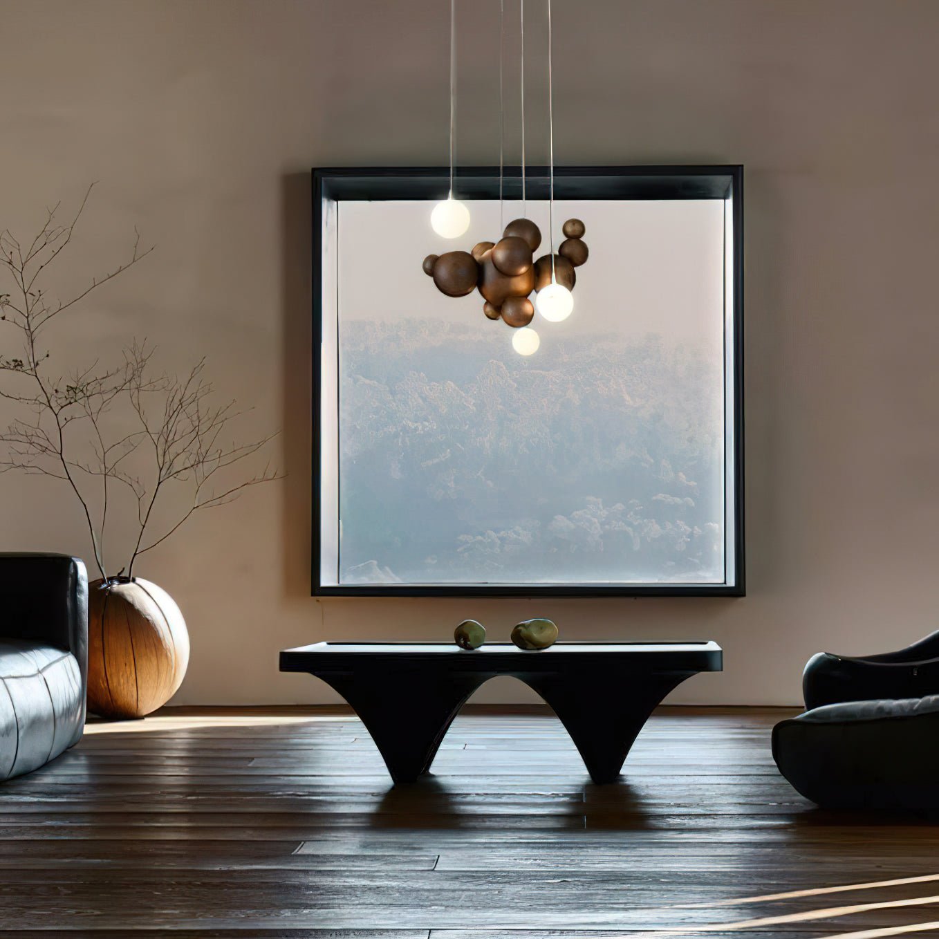 Lustra Chandelier Wood & Acrylic Bubble Ball Cluster - Letslighting