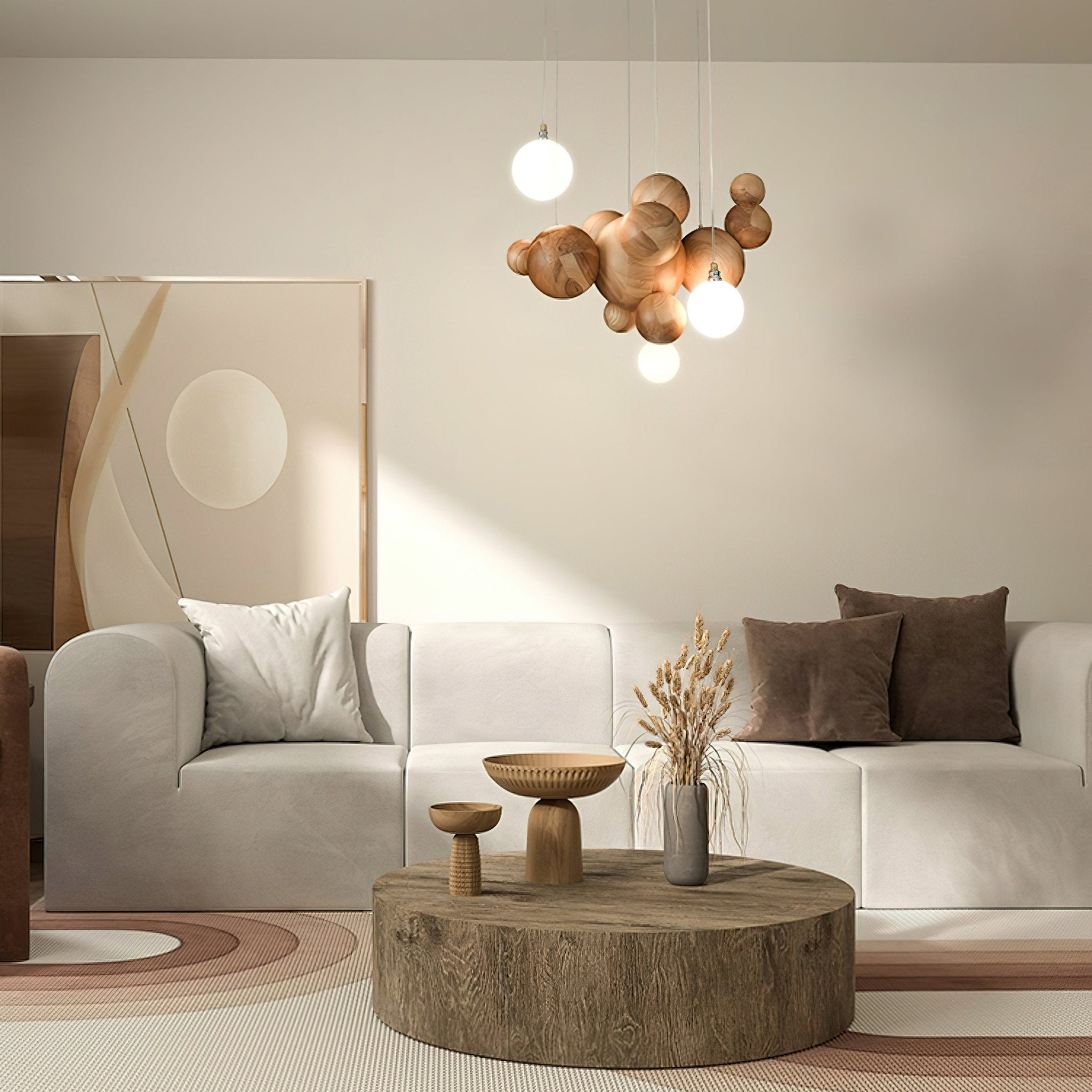 Lustra Chandelier Wood & Acrylic Bubble Ball Cluster - Letslighting
