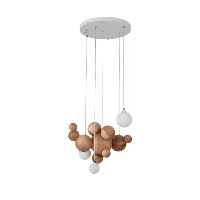 Lustra Chandelier Wood & Acrylic Bubble Ball Cluster - Letslighting