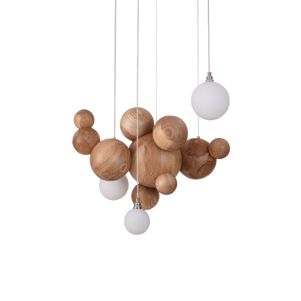 Lustra Chandelier Wood & Acrylic Bubble Ball Cluster - Letslighting