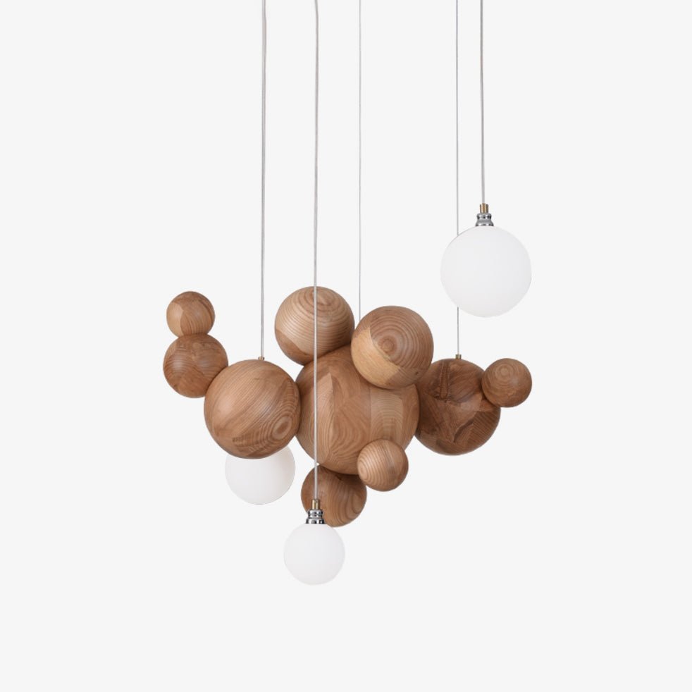 Lustra Chandelier Wood & Acrylic Bubble Ball Cluster - Letslighting