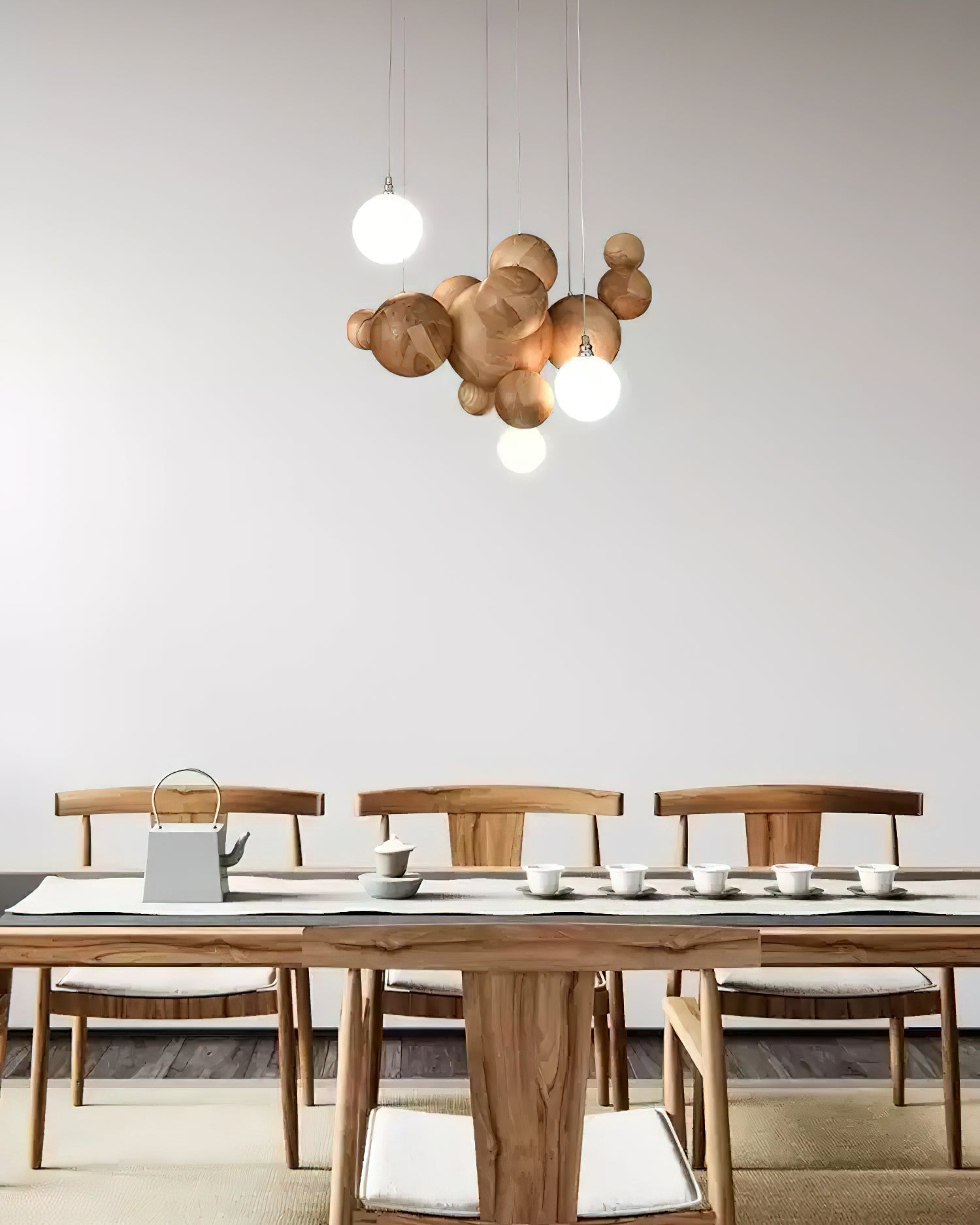 Lustra Chandelier Wood & Acrylic Bubble Ball Cluster - Letslighting