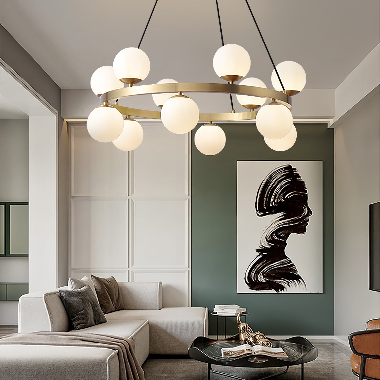 Lustra Chandelier Globe Brass Ring - Letslighting