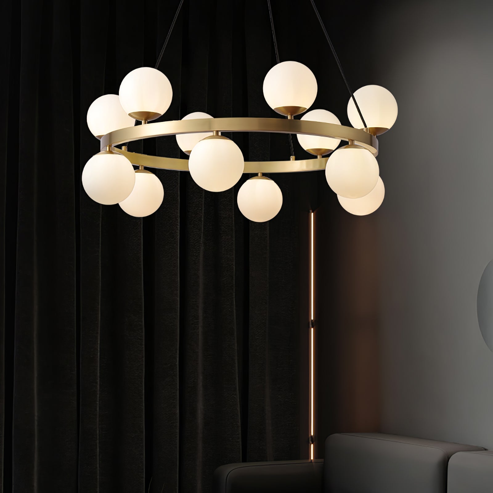 Lustra Chandelier Globe Brass Ring - Letslighting