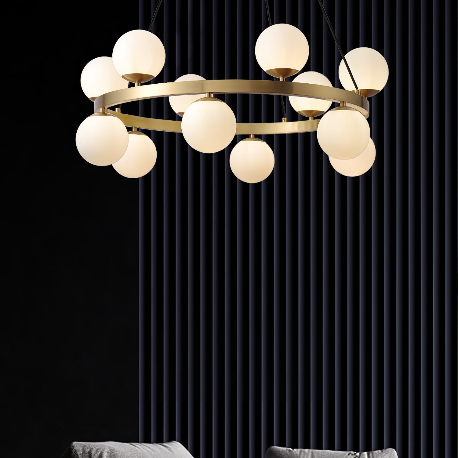 Lustra Chandelier Globe Brass Ring - Letslighting