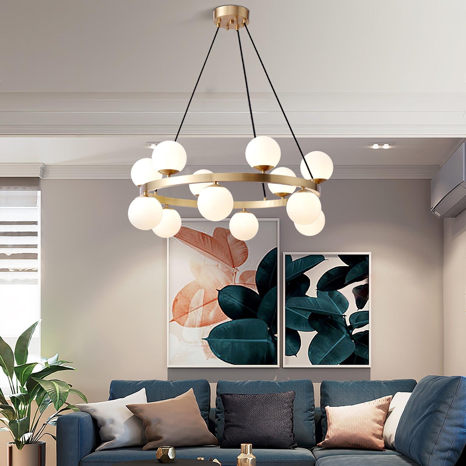Lustra Chandelier Globe Brass Ring - Letslighting