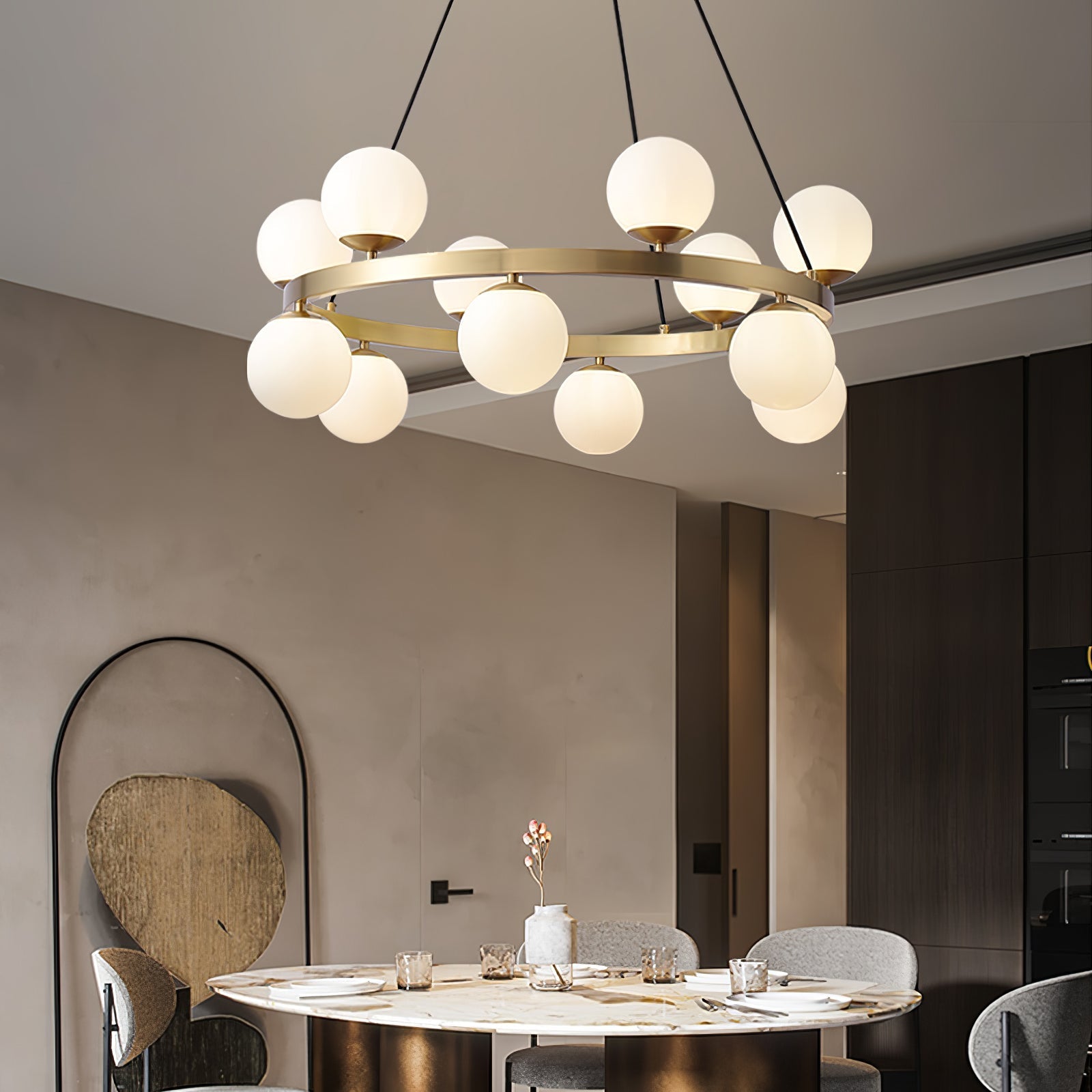 Lustra Chandelier Globe Brass Ring - Letslighting
