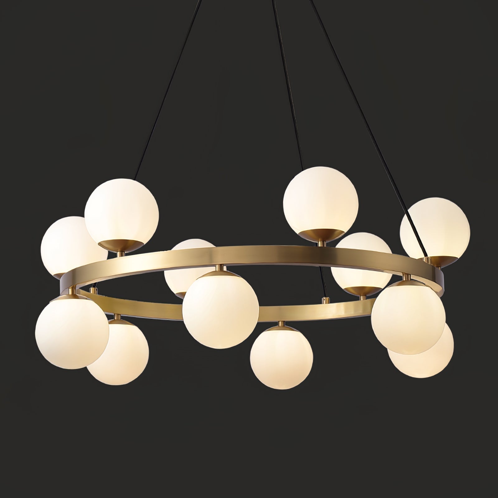 Lustra Chandelier Globe Brass Ring - Letslighting
