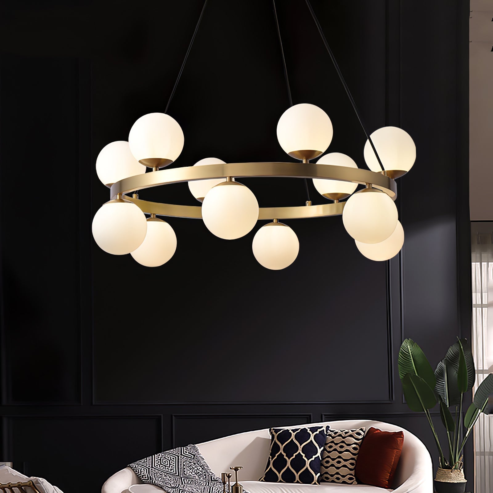 Lustra Chandelier Globe Brass Ring - Letslighting