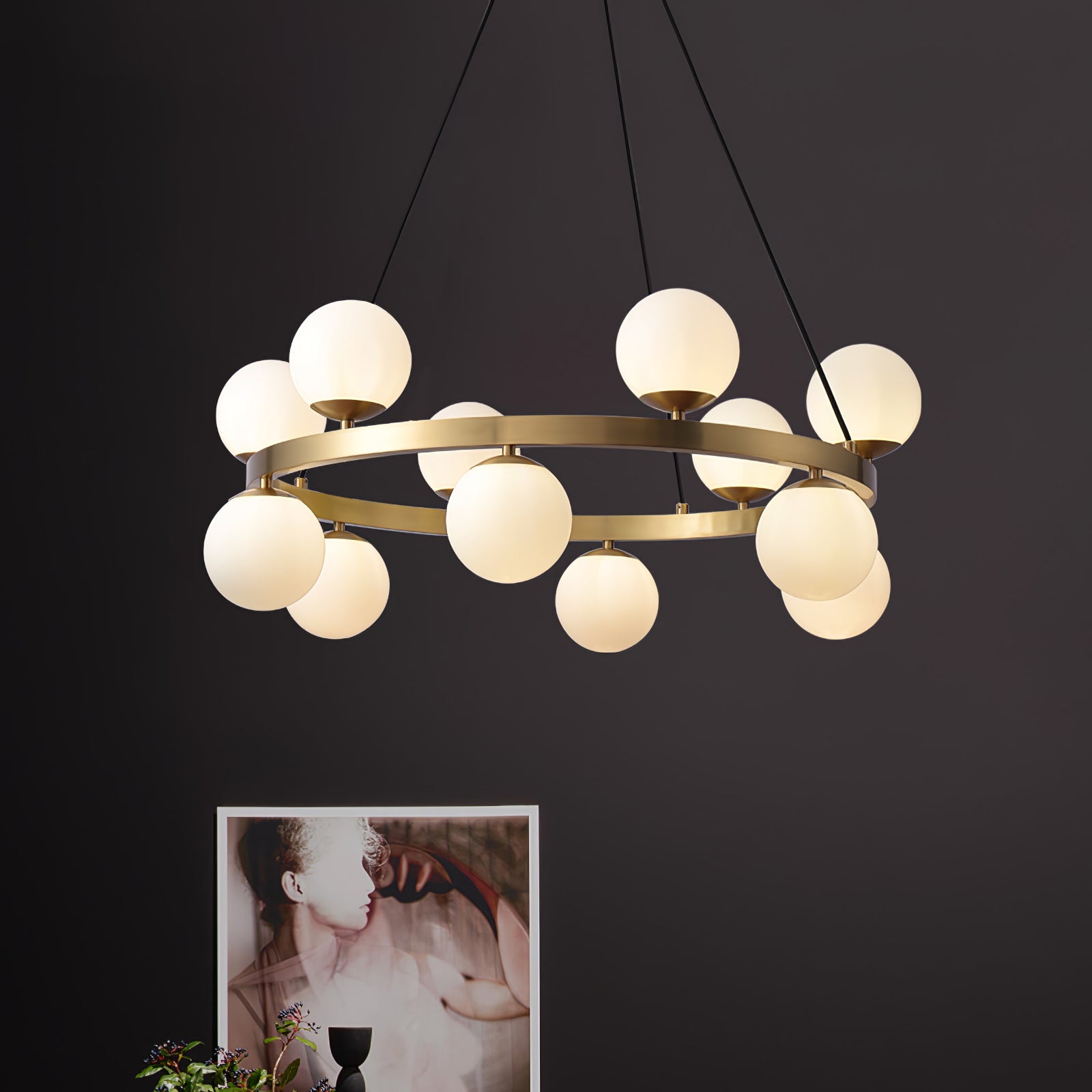 Lustra Chandelier Globe Brass Ring - Letslighting
