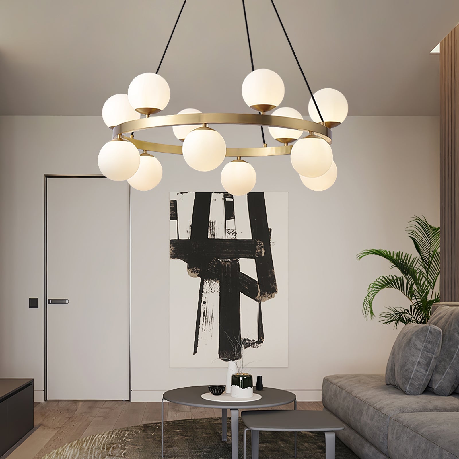 Lustra Chandelier Globe Brass Ring - Letslighting