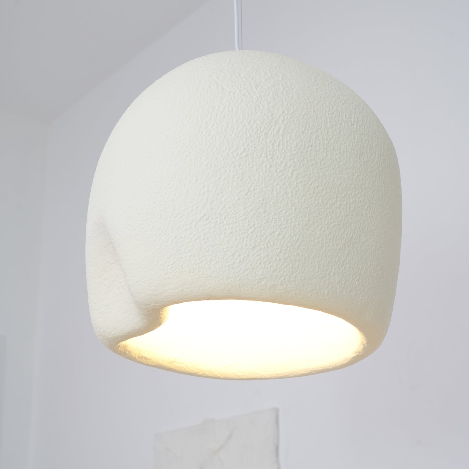 Solara Pendant Lamp Plaster Rounded Dome Wabi Sabi - Letslighting