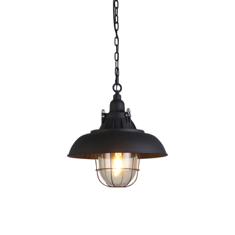 Celest Vintage Industrial Cage Glass Pendant Light - Letslighting