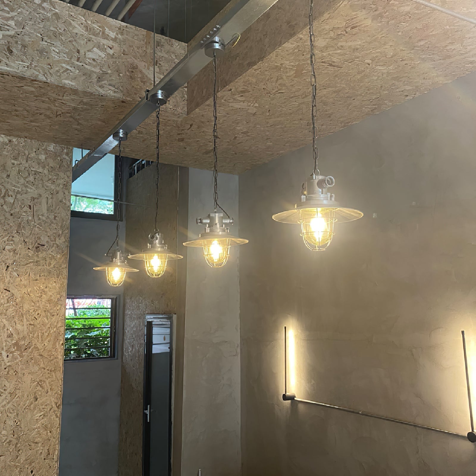 Celest Vintage Industrial Cage Glass Pendant Light - Letslighting