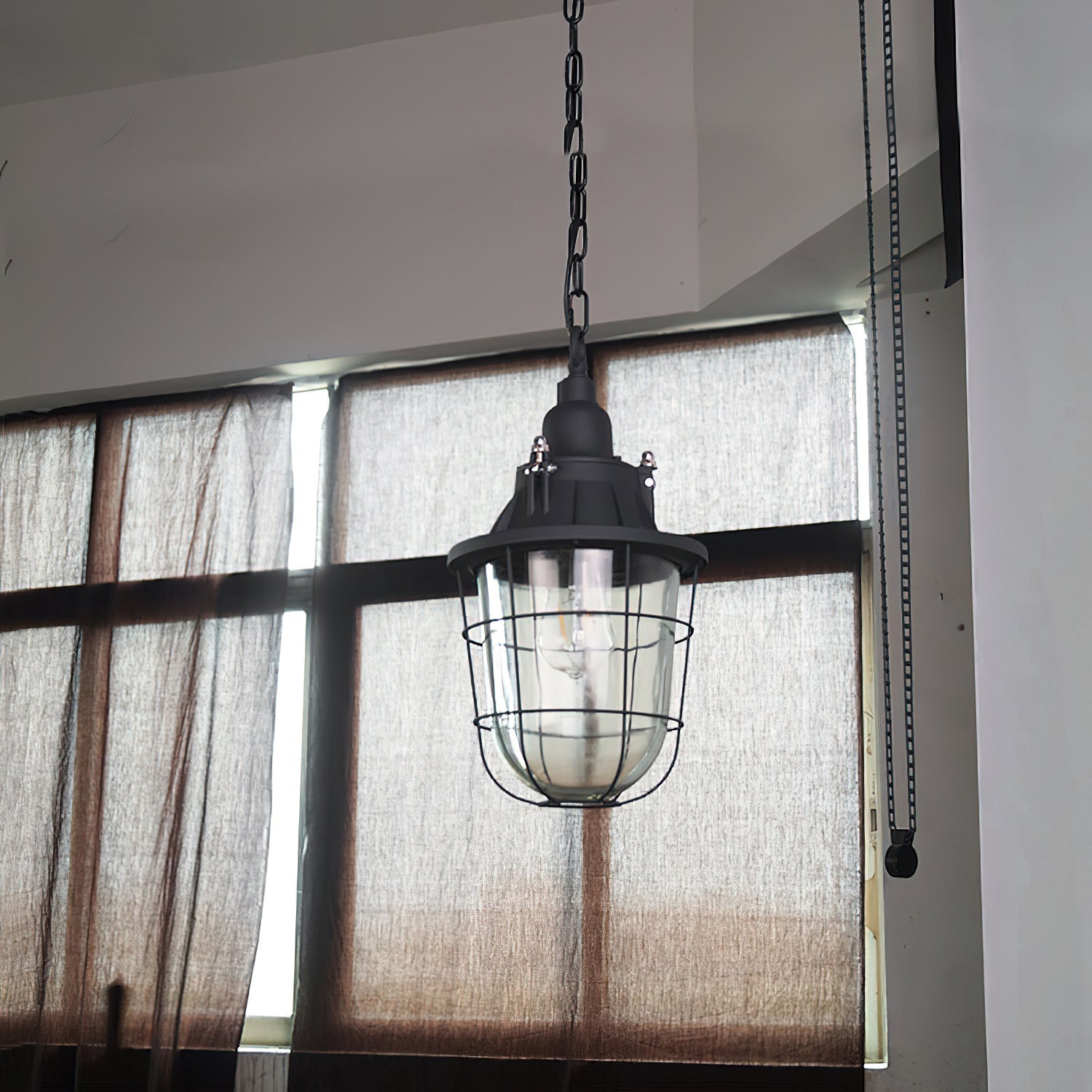 Celest Vintage Industrial Cage Glass Pendant Light - Letslighting