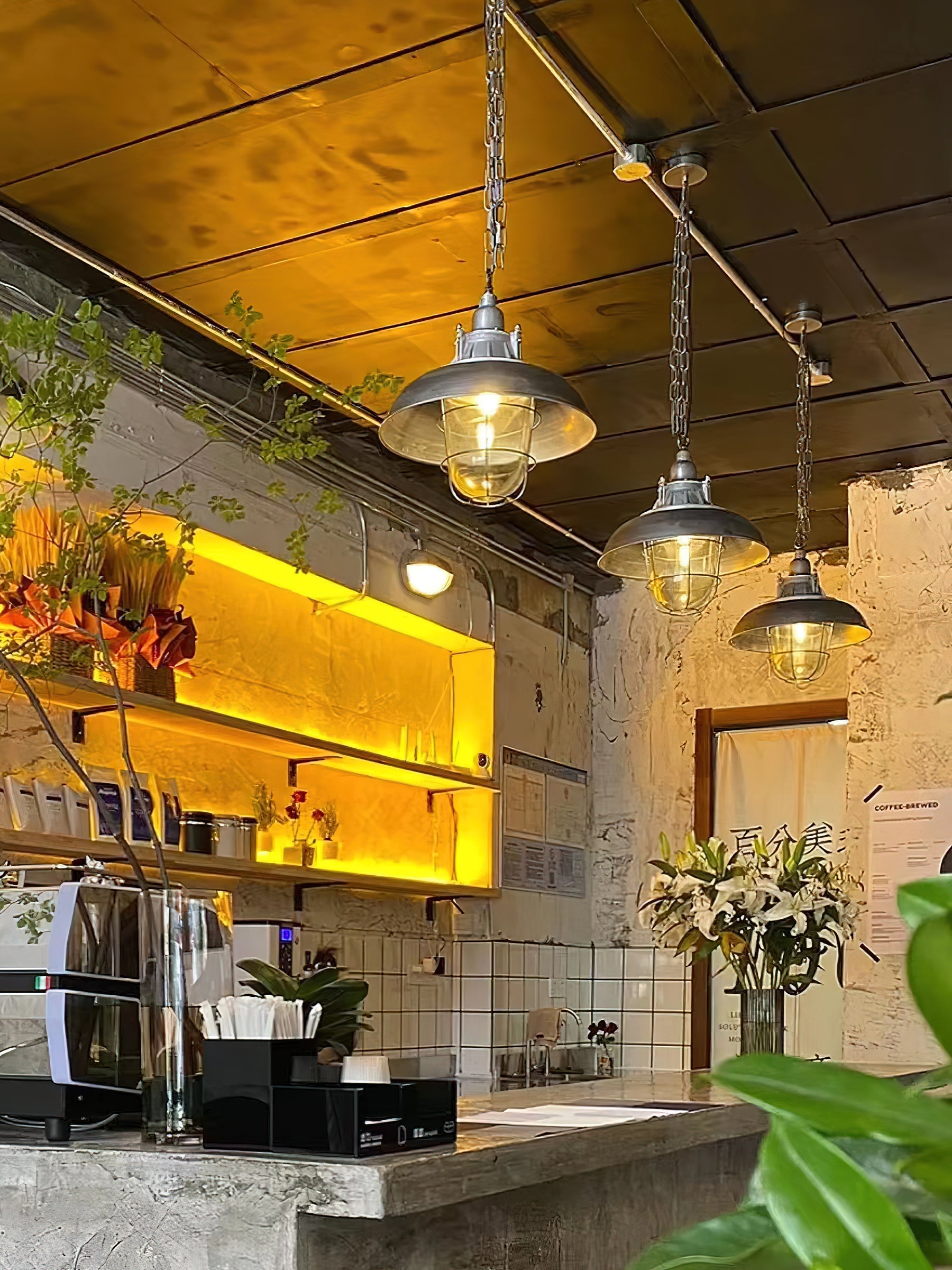 Celest Vintage Industrial Cage Glass Pendant Light - Letslighting